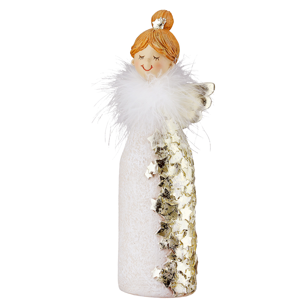 Figur Engel, Sternmuster, Creme H: 12 cm Gilde