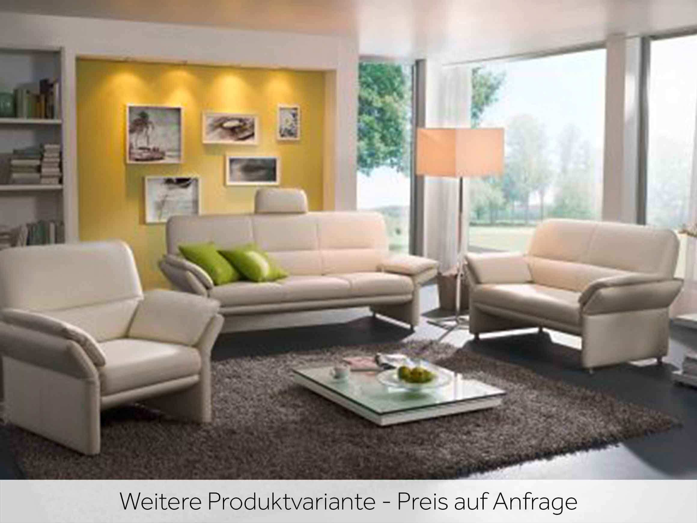 Sofa Grimsel, Leder Porcellan, Füsse Alu Verstellbar,