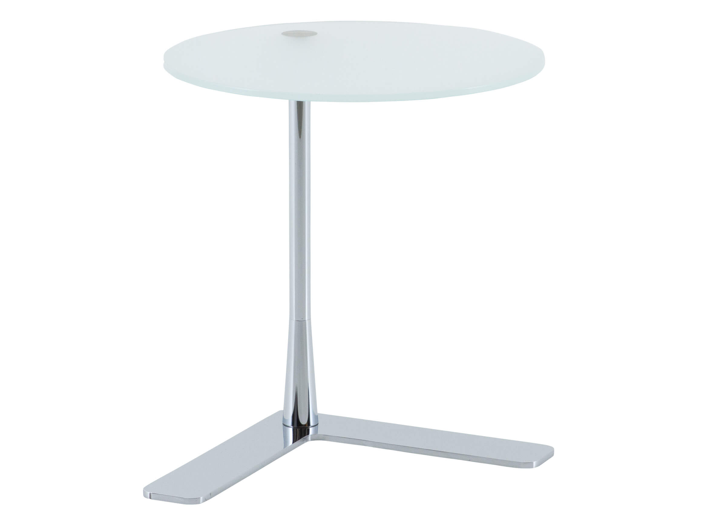 Beistelltisch Felias, Optiwhite Satiniert, Rund, Chrom,