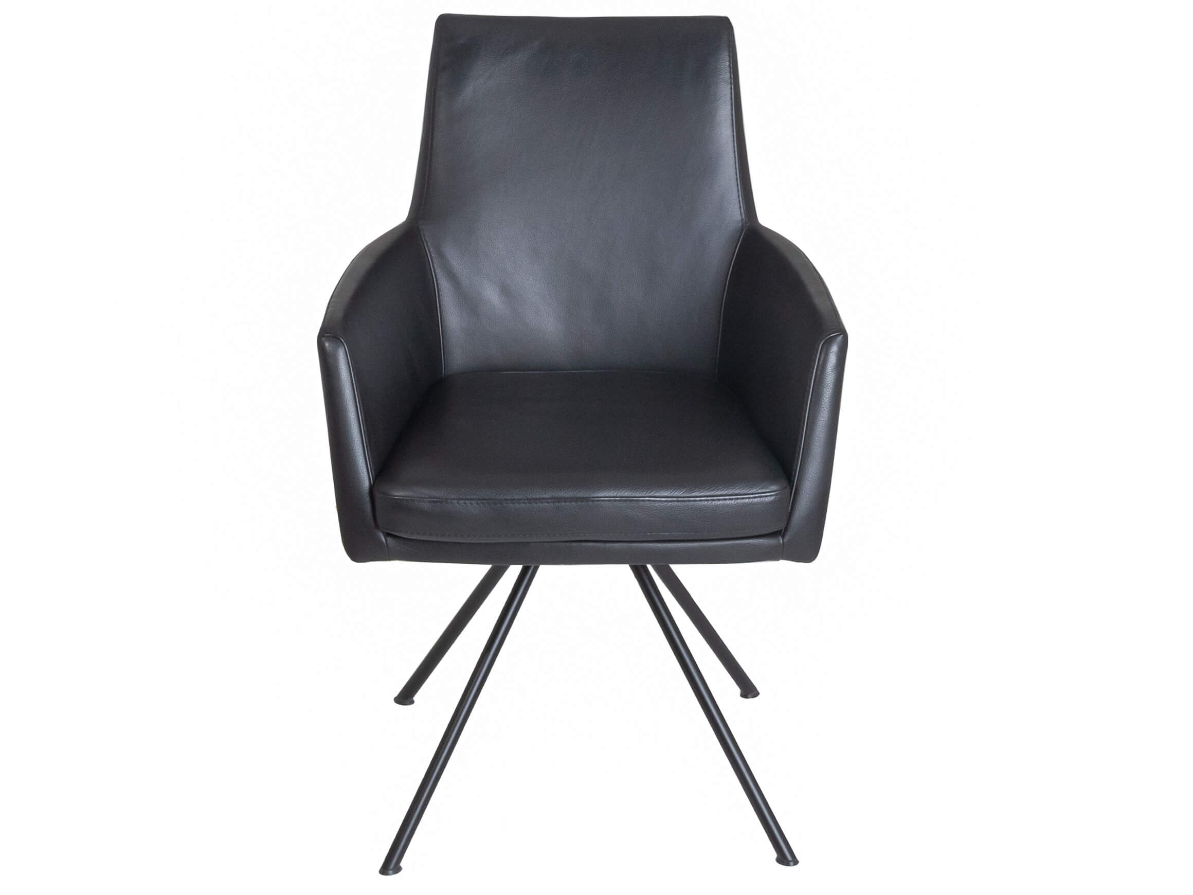 Toronto chair, black leather, black stainless steel frame,