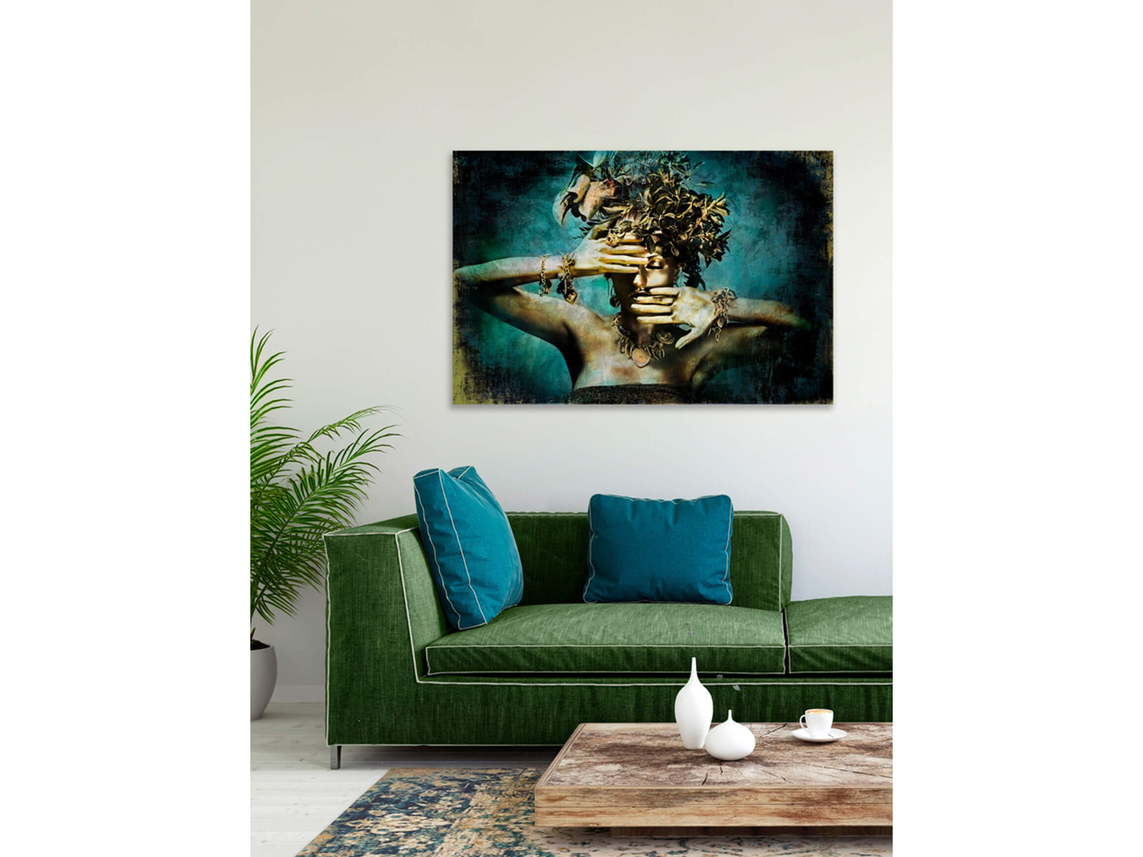 Digitaldruck auf Glas Schönheit mit Blätterschmuck image LAND