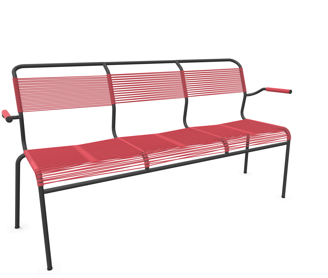 Schaffner Spaghetti-3er-Bank Säntis mit Lehne Rot | Schubiger Möbel