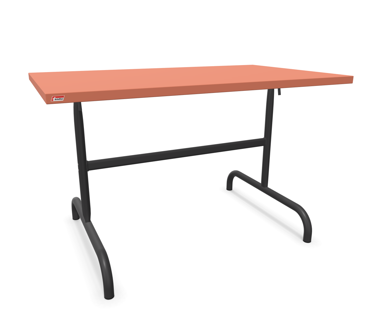 Table métallique Säntis de Schaffner / Couleur : Terracotta / Dimensions : 117 x 70 cm