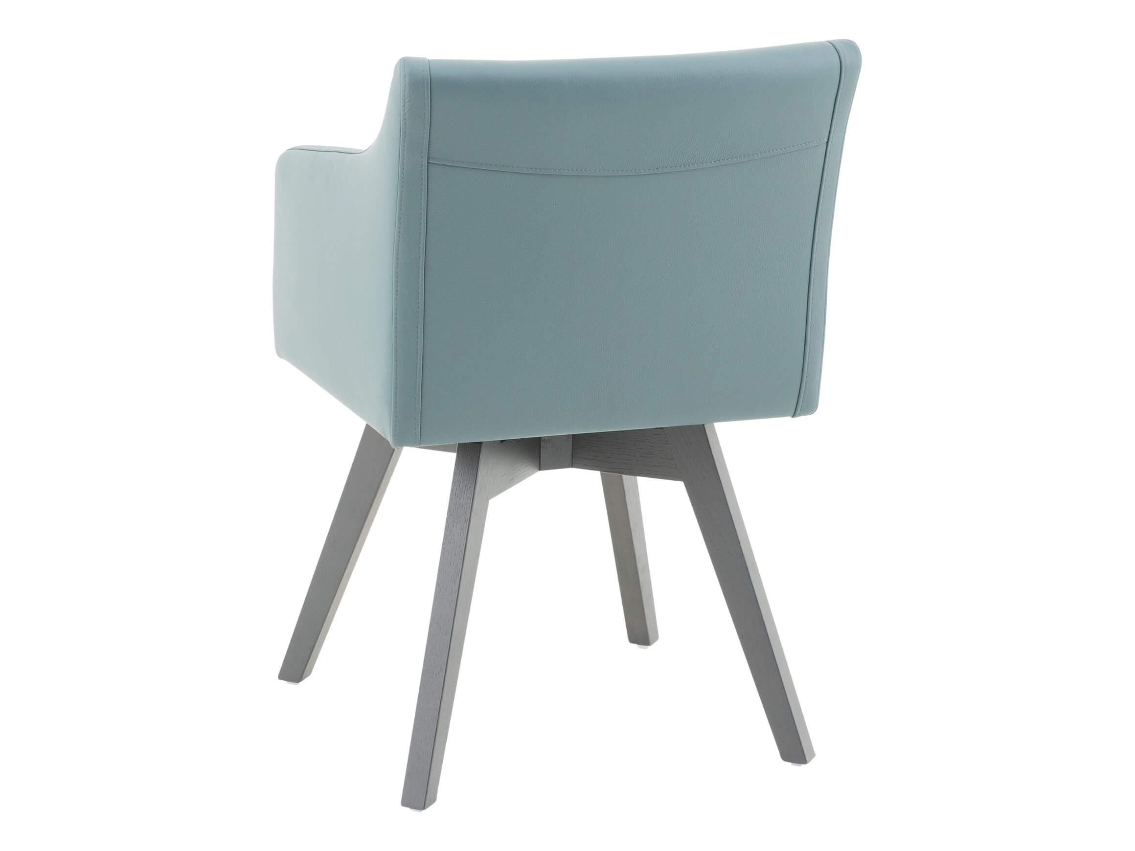 Chaise Venga, cuir bleu, chêne graphite, l 56 cm p 59 cm h 82,5 cm
