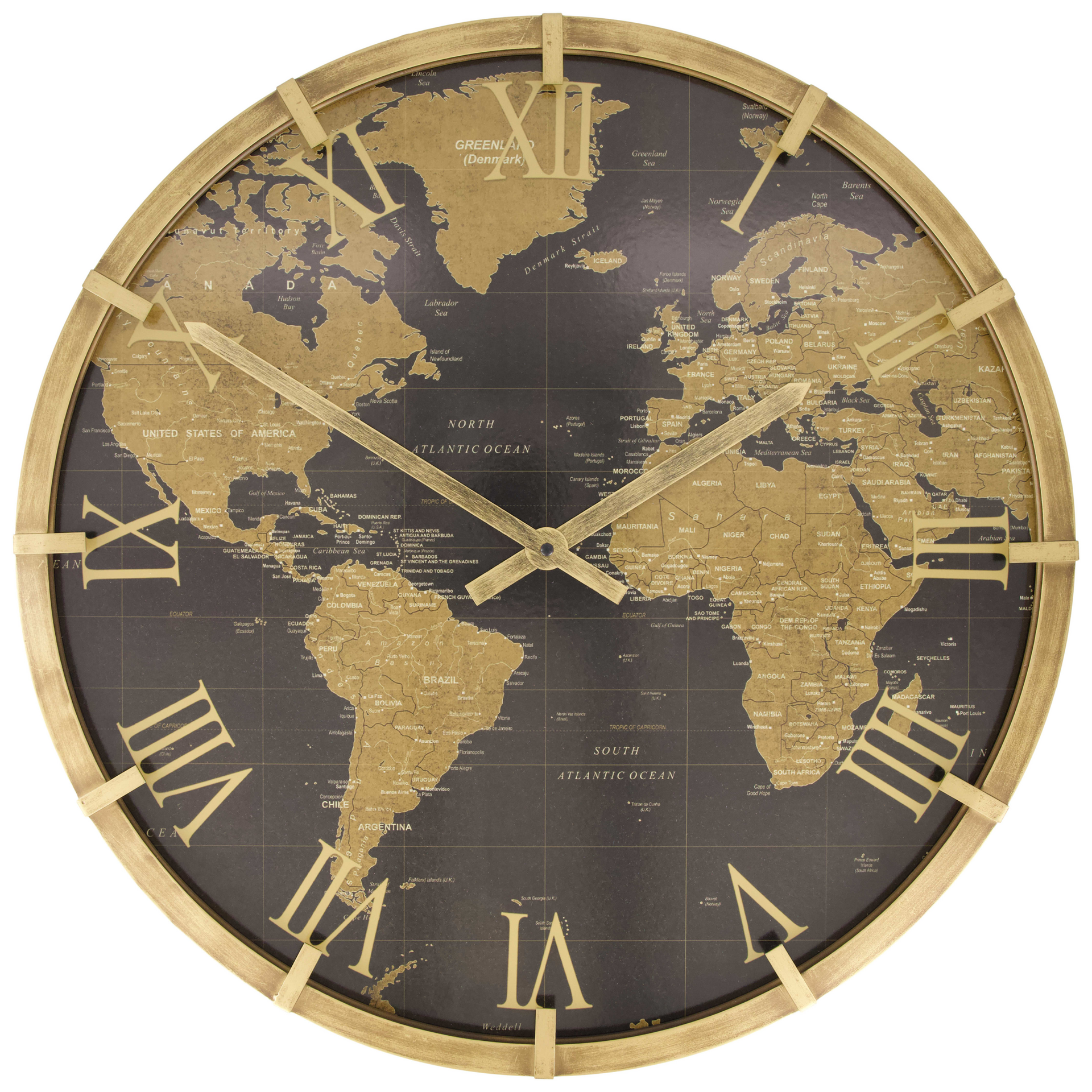 Uhr Weltkugel Schwarz D: 58 cm Decofinder Uhr Weltkugel Schwarz D: 58 cm Decofinder