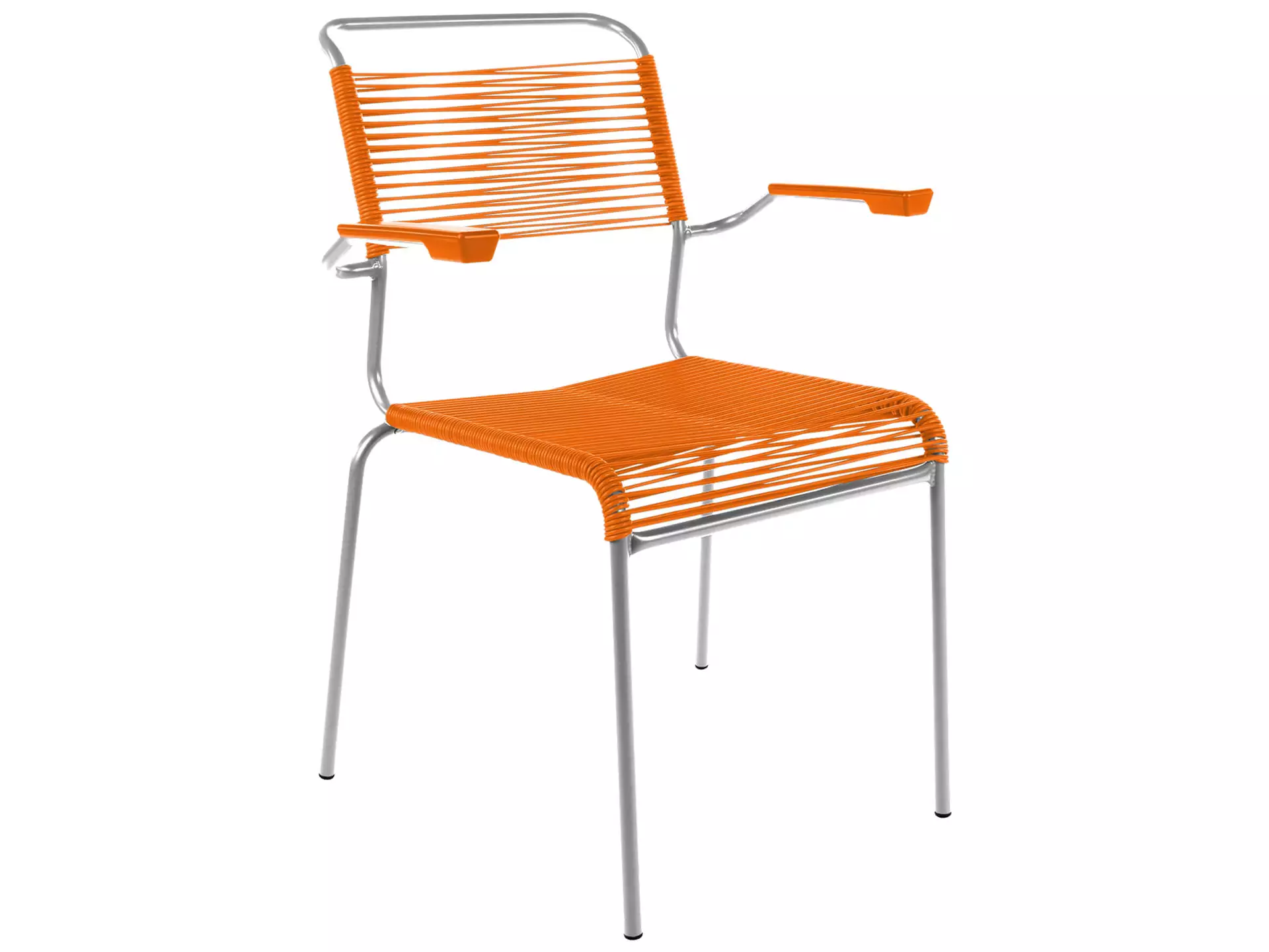 Spaghetti-Stuhl Säntis mit Armlehne Schaffner / Farbe: Orange
