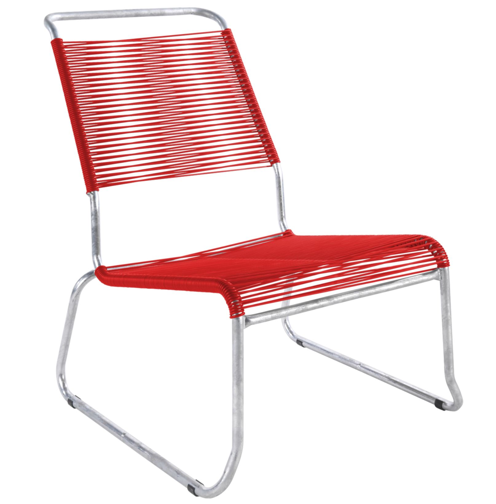 Spaghetti-Kufen-Lounger-Hochlehner Säntis Feuerverzinkt von Schaffner / Farbe: Rot / Grösse: 54 x 84 cm