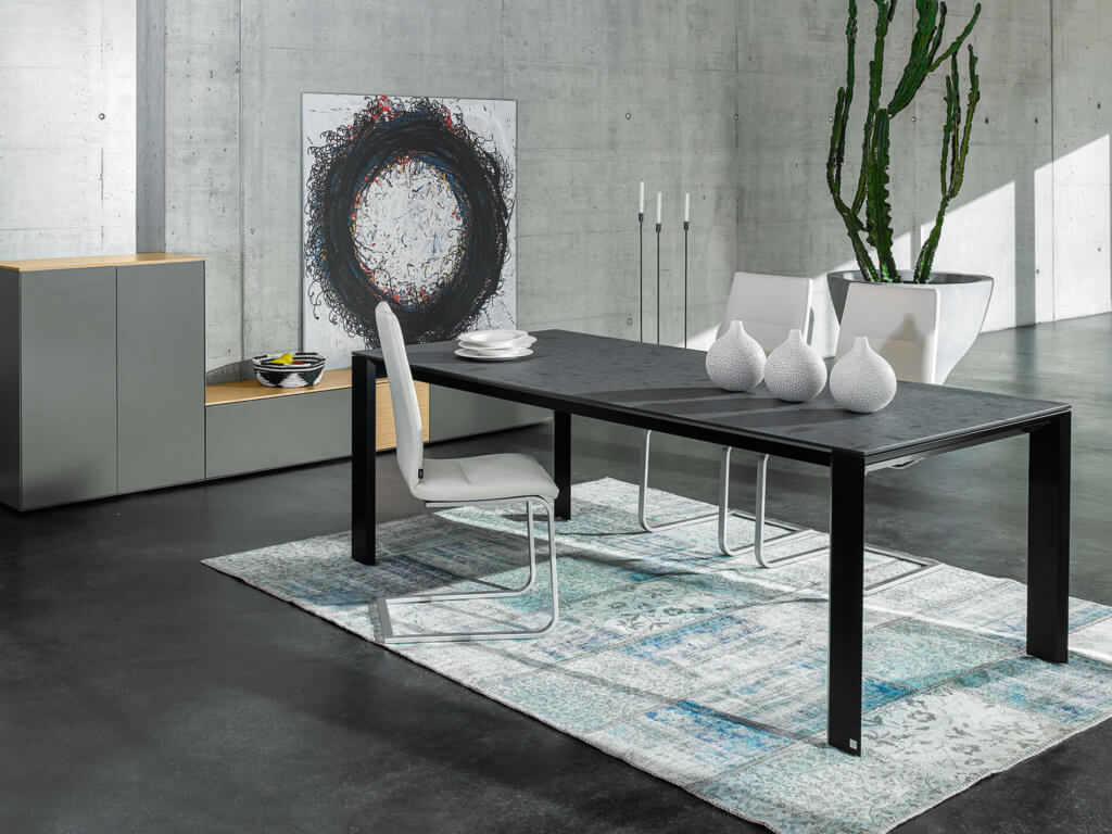 Stuhl Eva Von Seetal, Leder Schwarz, Freischwinger,