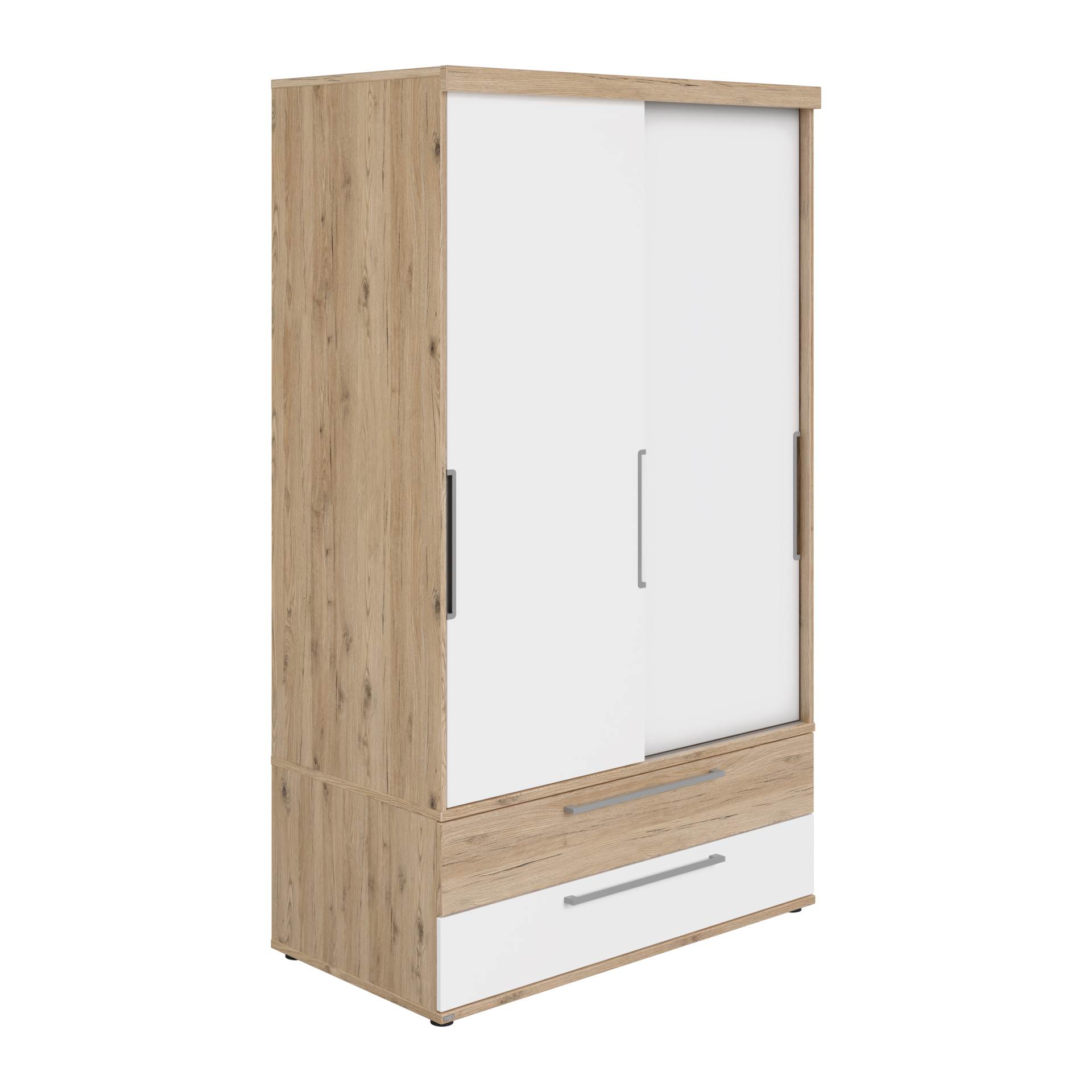 Schiebetürenschrank Fionn von Paidi / Farbe: Kreideweiss/Eiche Dekor / Grösse: 124 x 64 cm