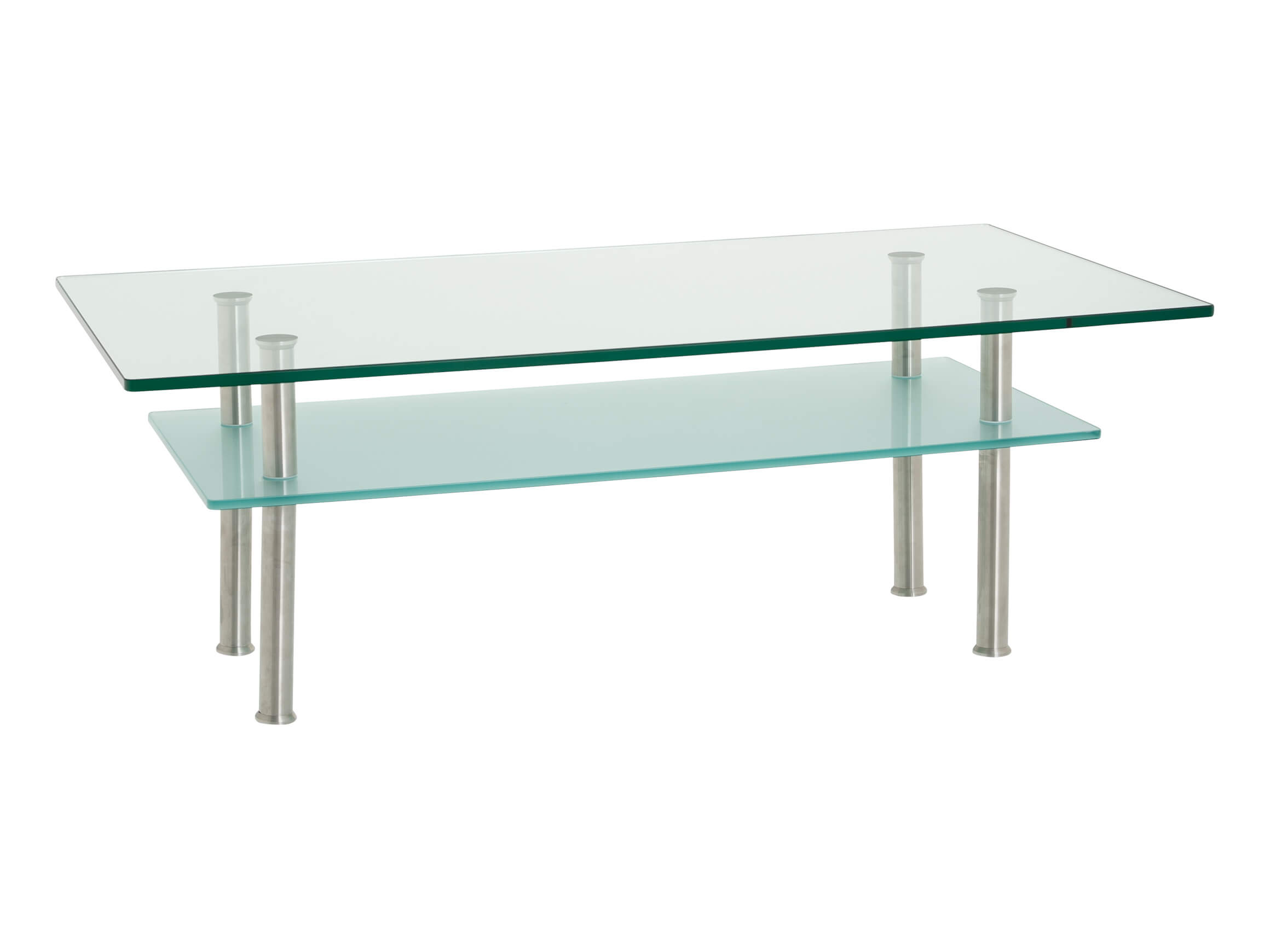 Salontisch Sienta, Glas Klar-Satiniert, Edelstahl, b