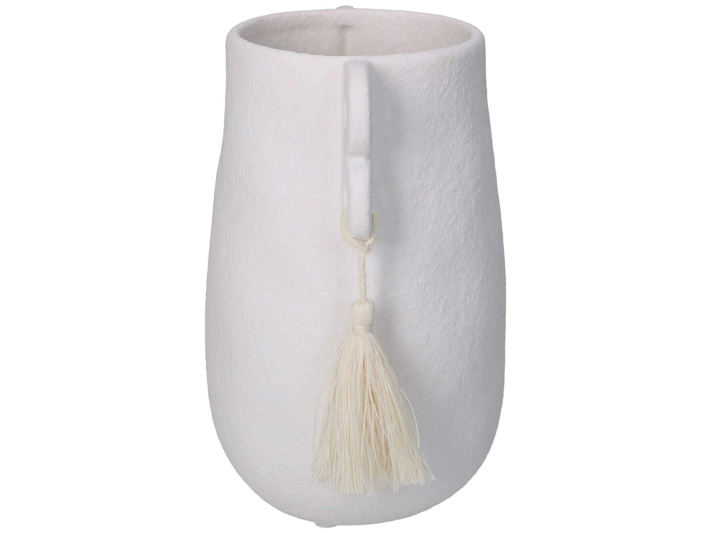 Vase Weiss mit Quasten H: 19 cm Kersten