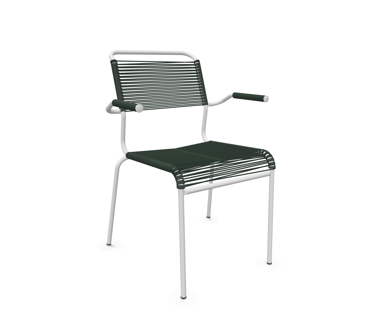 Kufen-Spaghetti-Stuhl Säntis mit Lehne von Schaffner / Farbe: Tannengrün / Grösse: 60 x 61 cm
