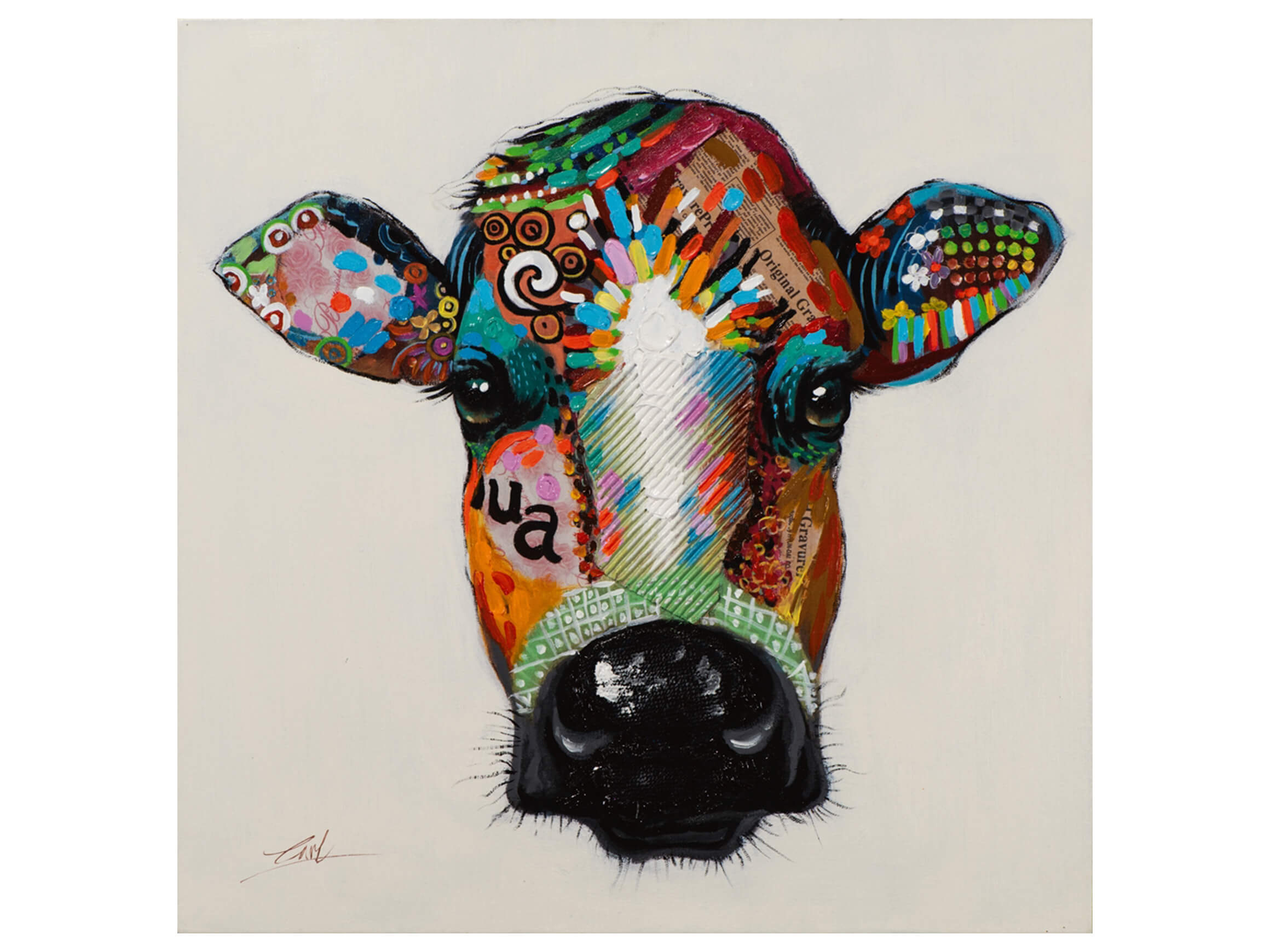 image LAND Bild Bunter Kuh Kopf  | Schubiger Möbel