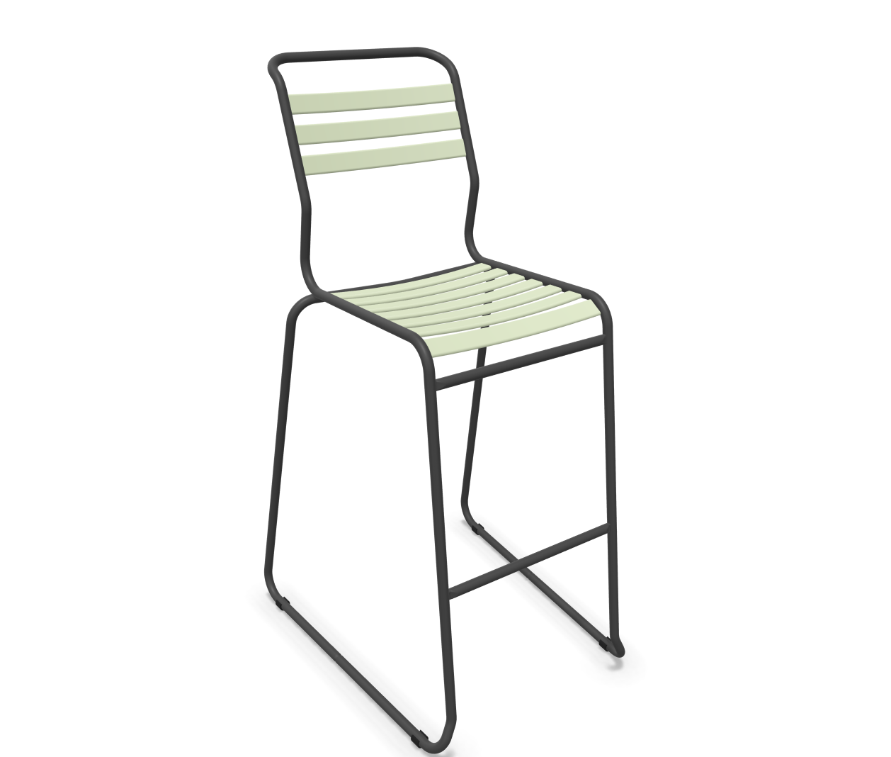 Schaffner Bar-Kufen-Lättlistuhl Säntis Grün | Schubiger Möbel