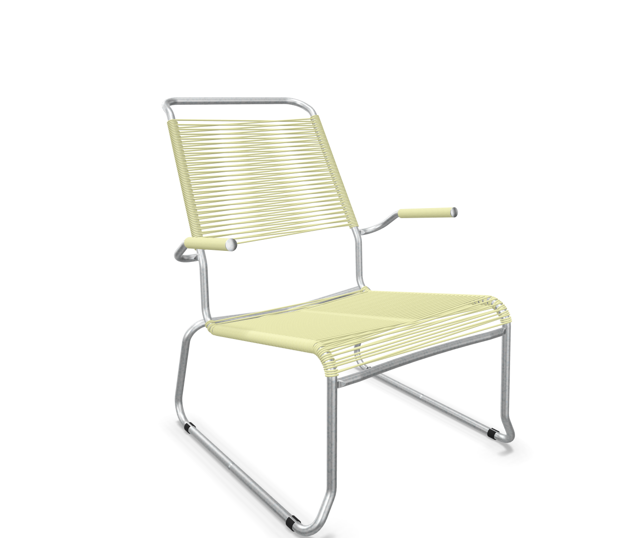 Schaffner Kufen-Spaghetti-Lounger Säntis mit Lehne / Hochlehner Feuerverzinkt Gelb | Schubiger Möbel