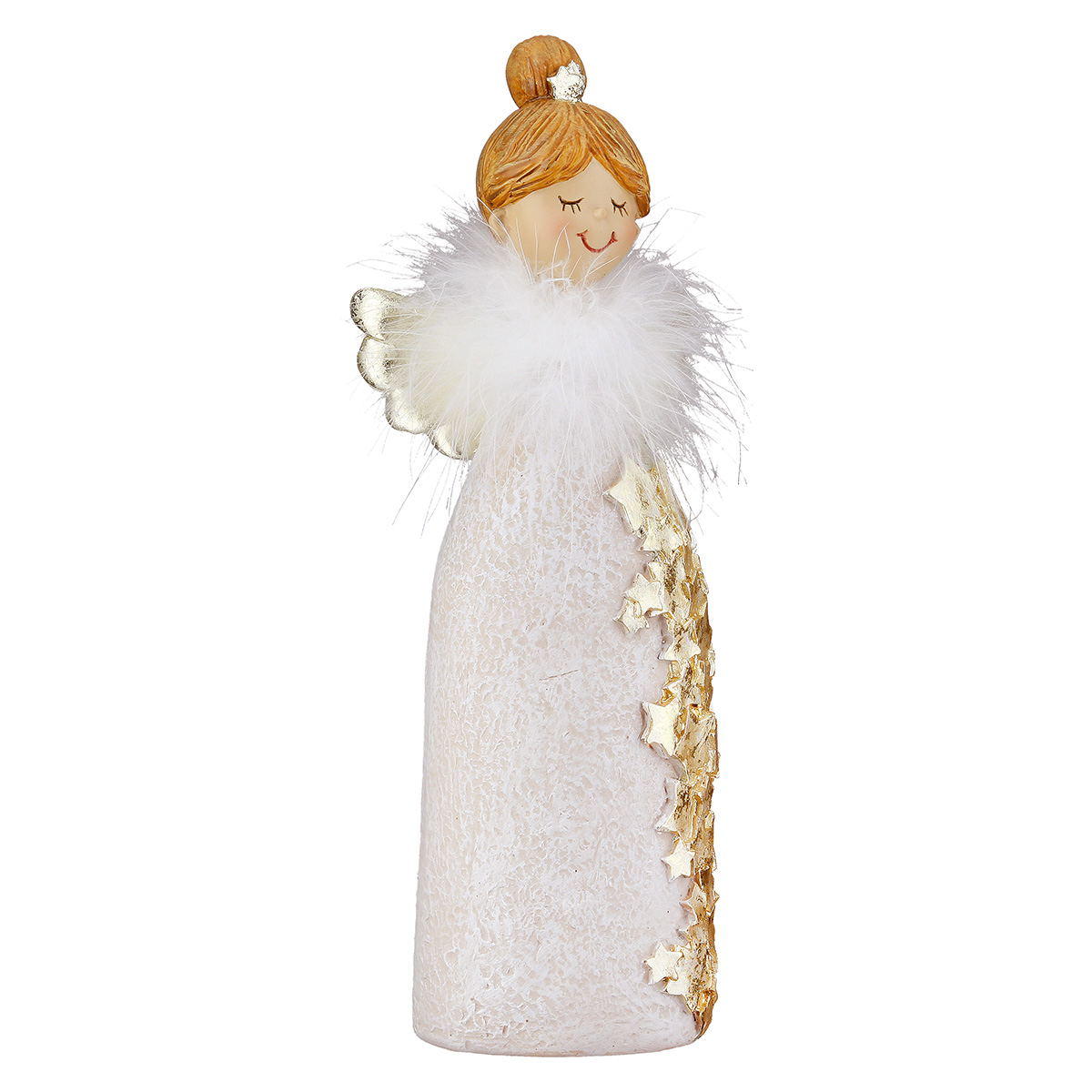 Figur Engel, Sternmuster, Creme H: 12 cm Gilde