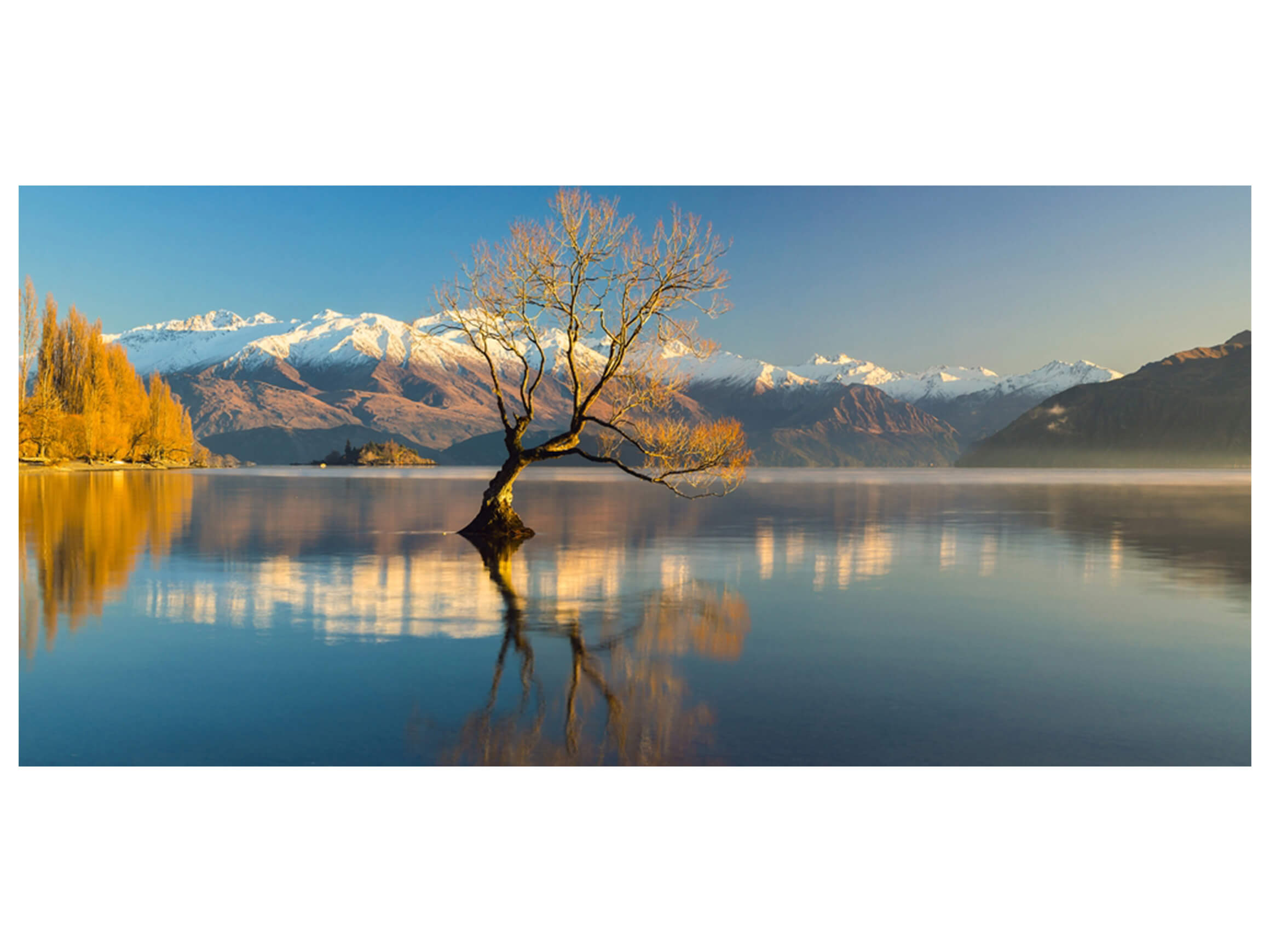 Digitaldruck auf Glas Bergpanorama mit See image LAND