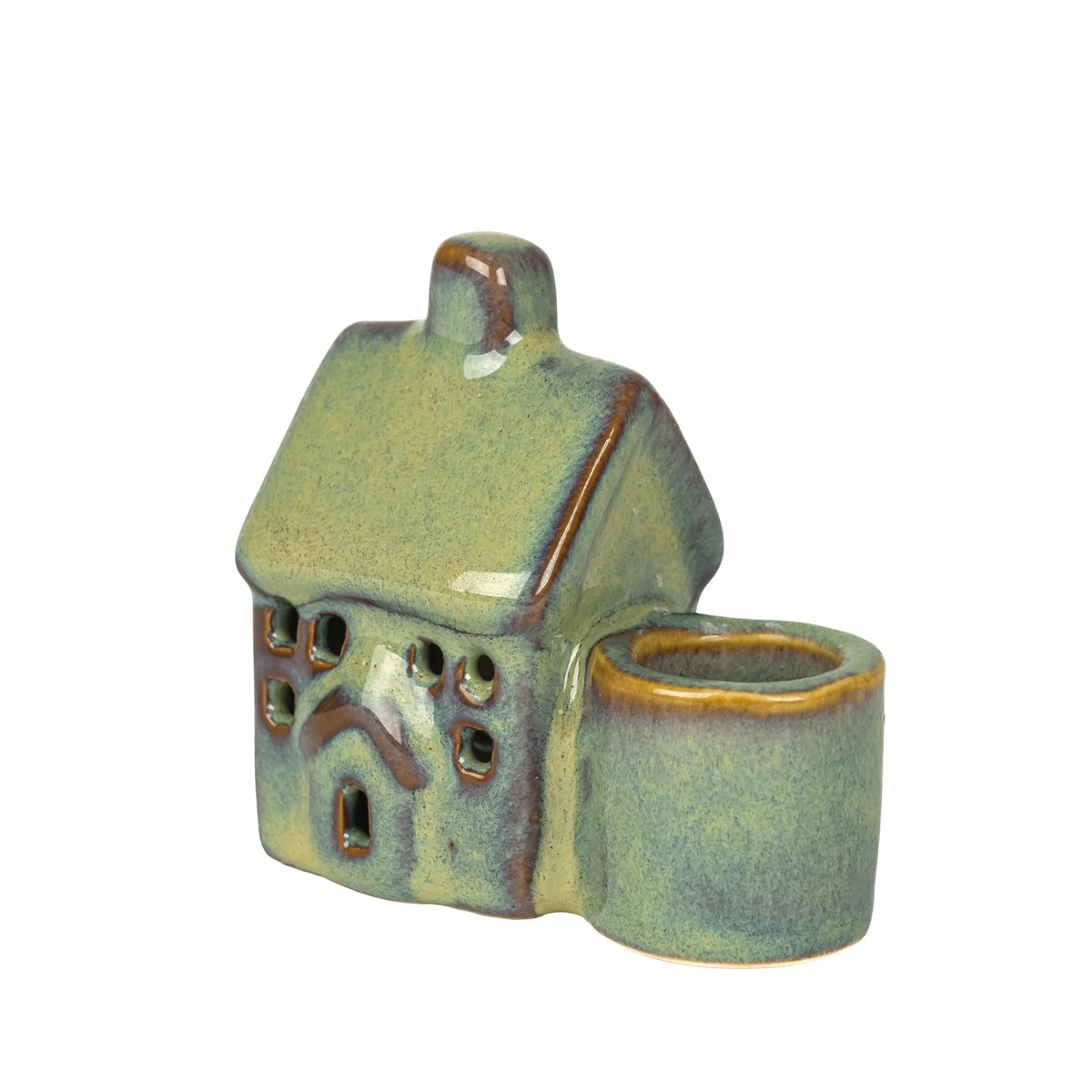 ‘Haus Steinzug’ Candle Holder, Green, H: 7 cm Decofinder