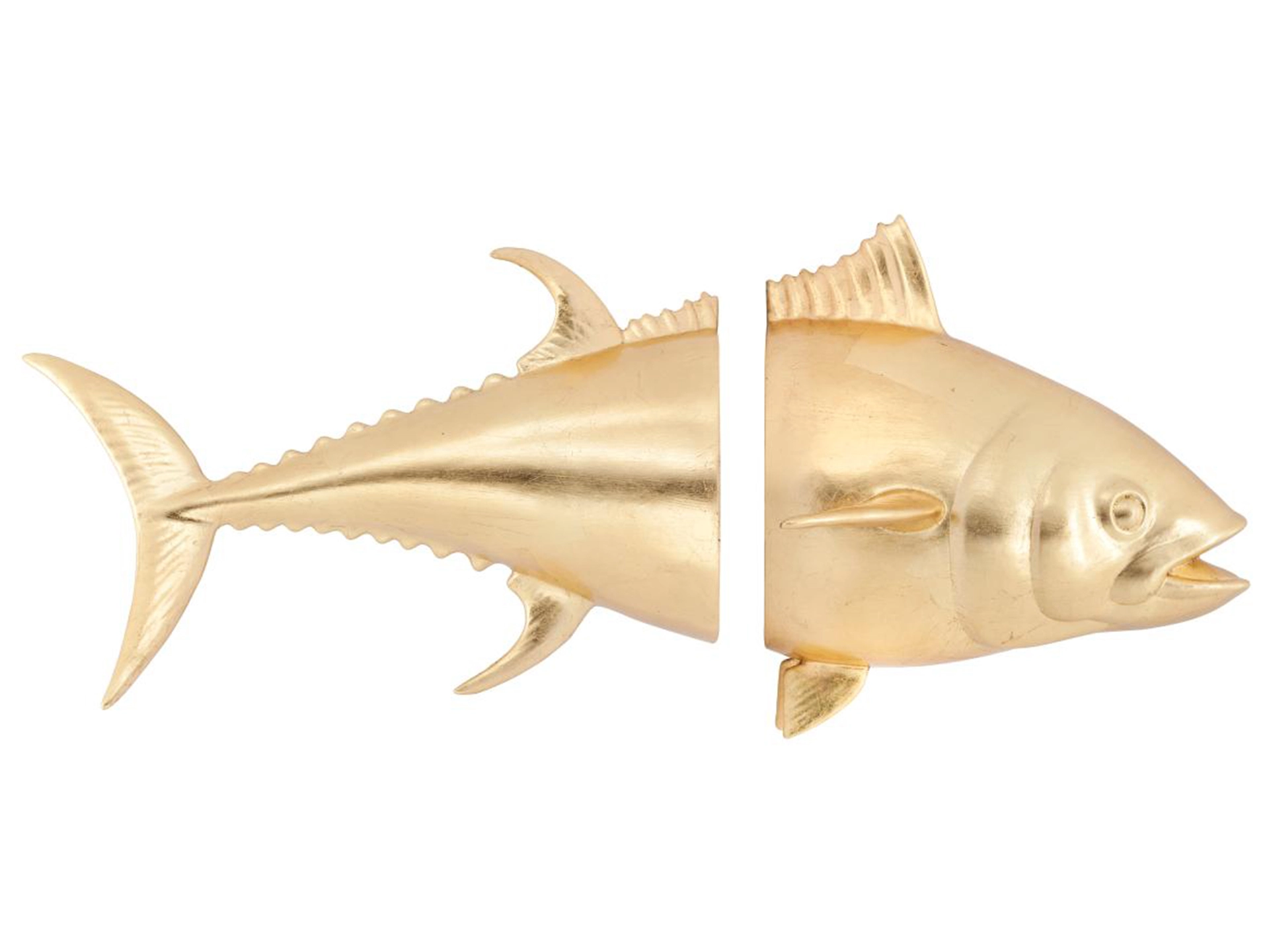 Figur Thunfisch 2teilig Für Die Wand Gold H: 40 cm Abhika