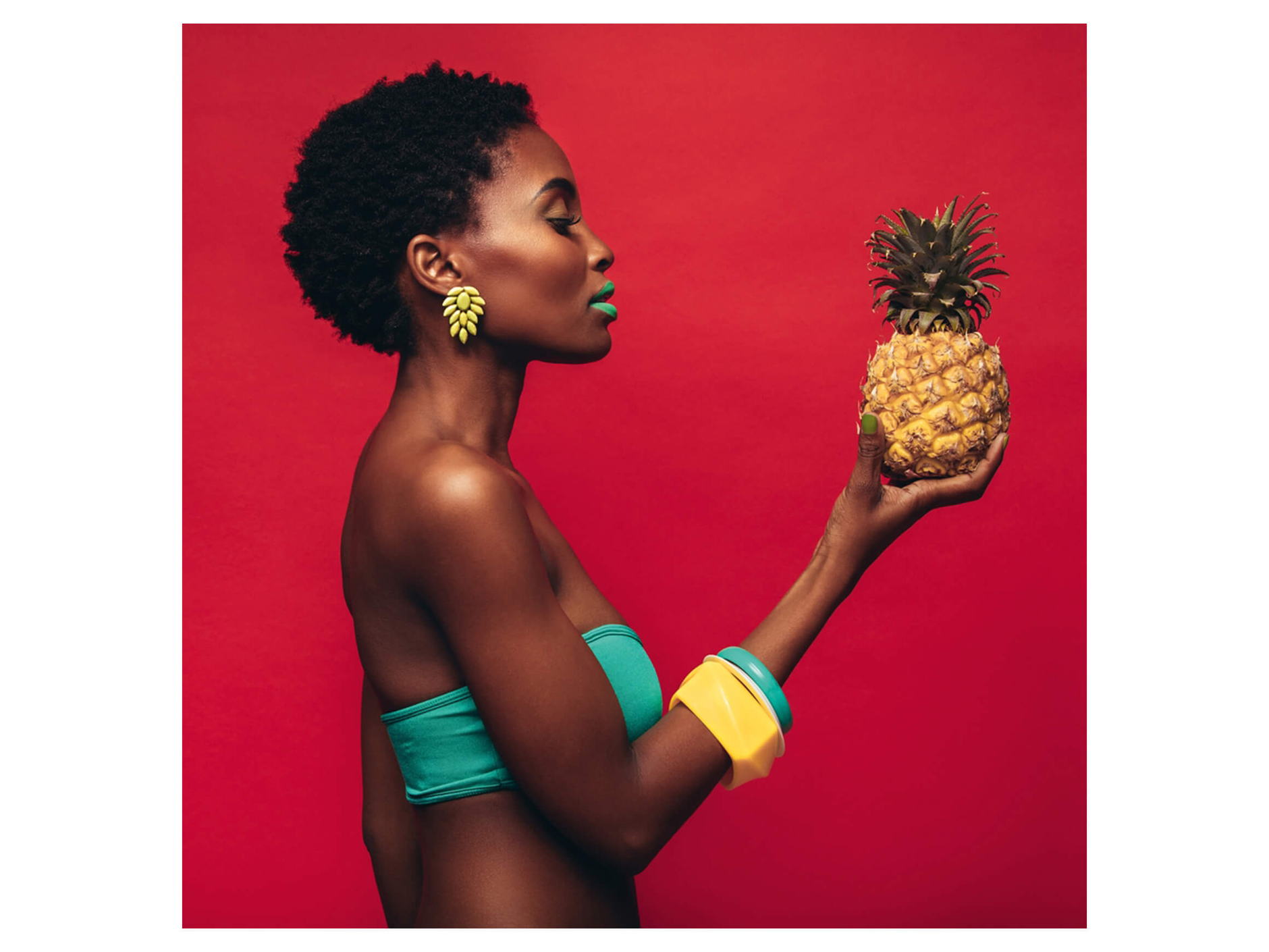 Digitaldruck auf Acrylglas Schönheit mit Ananas image LAND / Grösse: 95 ... Digitaldruck auf Acrylglas Schönheit mit Ananas image LAND / Grösse: 95 ...