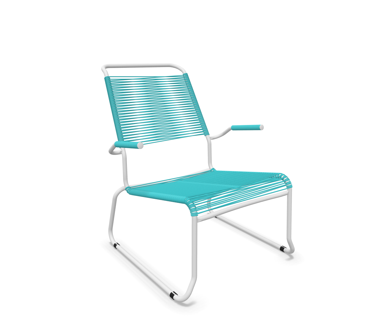 Kufen-Spaghetti-Lounger Säntis mit Lehne / Hochlehner von Schaffner / Farbe: Türkis / Grösse: 68 x 85 cm