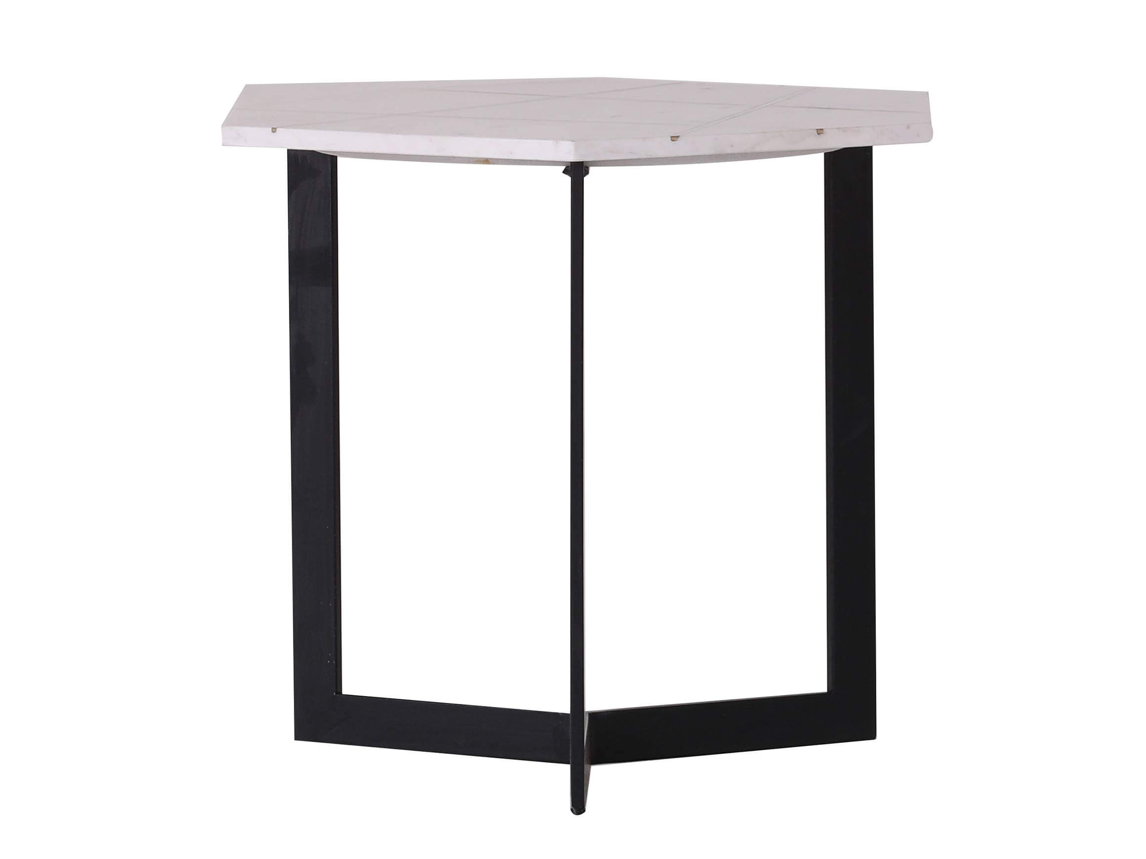 Modus side table, white marble, black legs