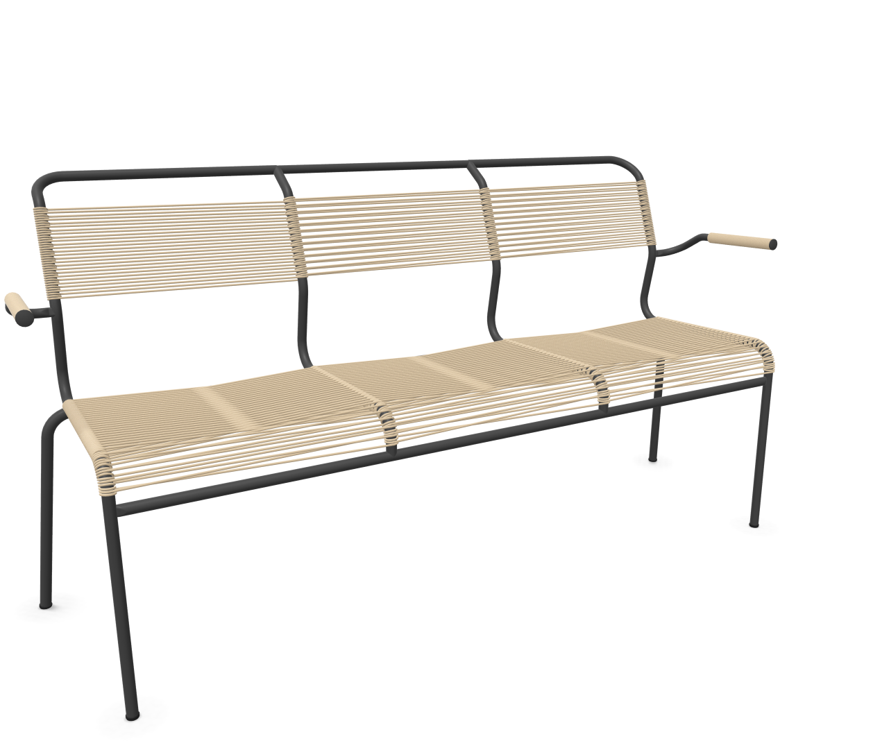 Schaffner Spaghetti-3er-Bank Säntis mit Lehne Braun | Schubiger Möbel