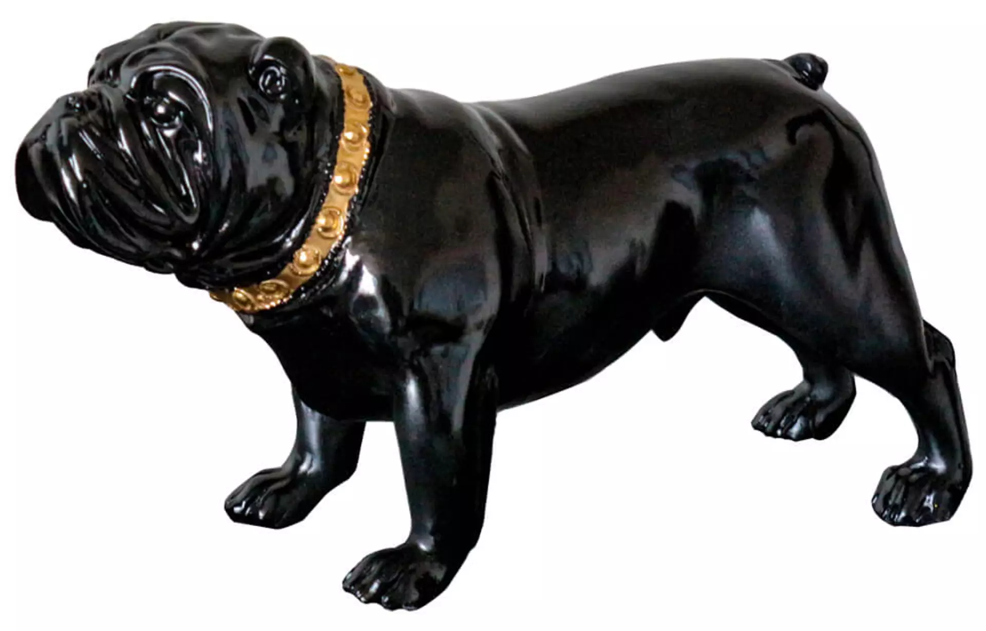 Skulptur Bulldogge mit Goldenem Halsband image LAND