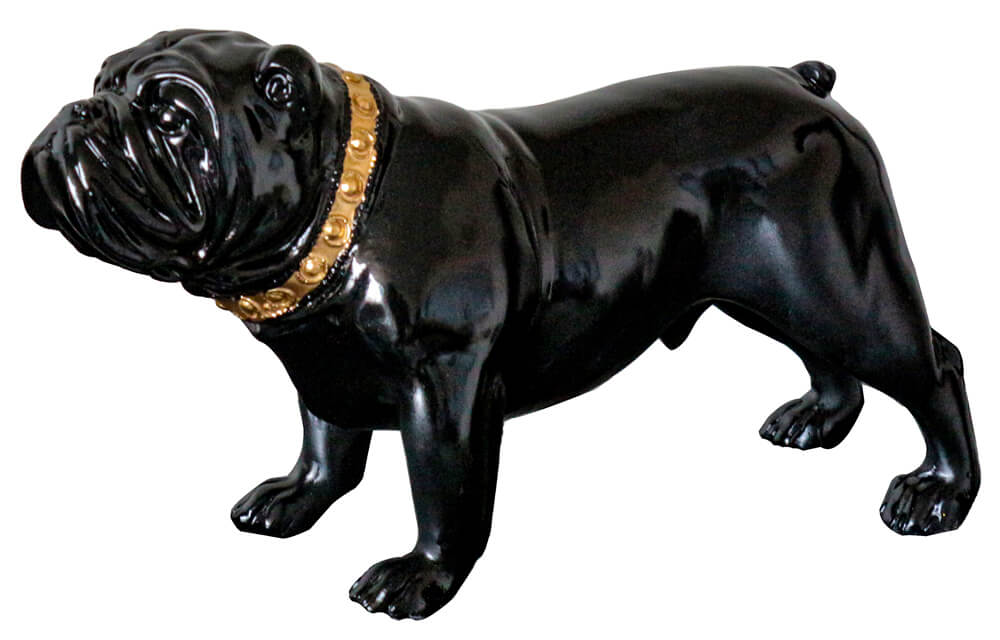 Skulptur Bulldogge mit Goldenem Halsband image LAND