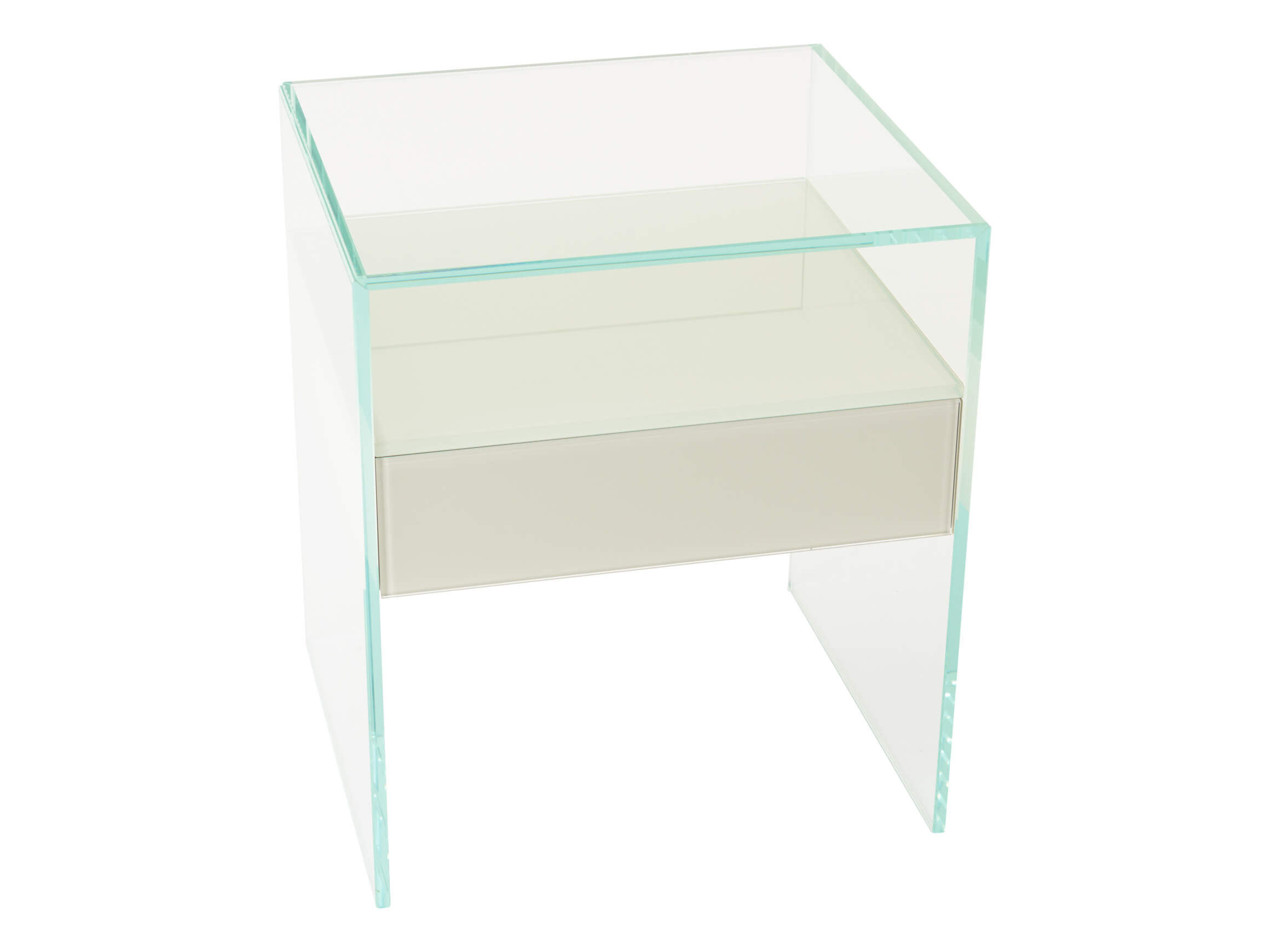 Beistelltisch Priya, Optiwhiteglas, Lack Weiss, b 48 cm