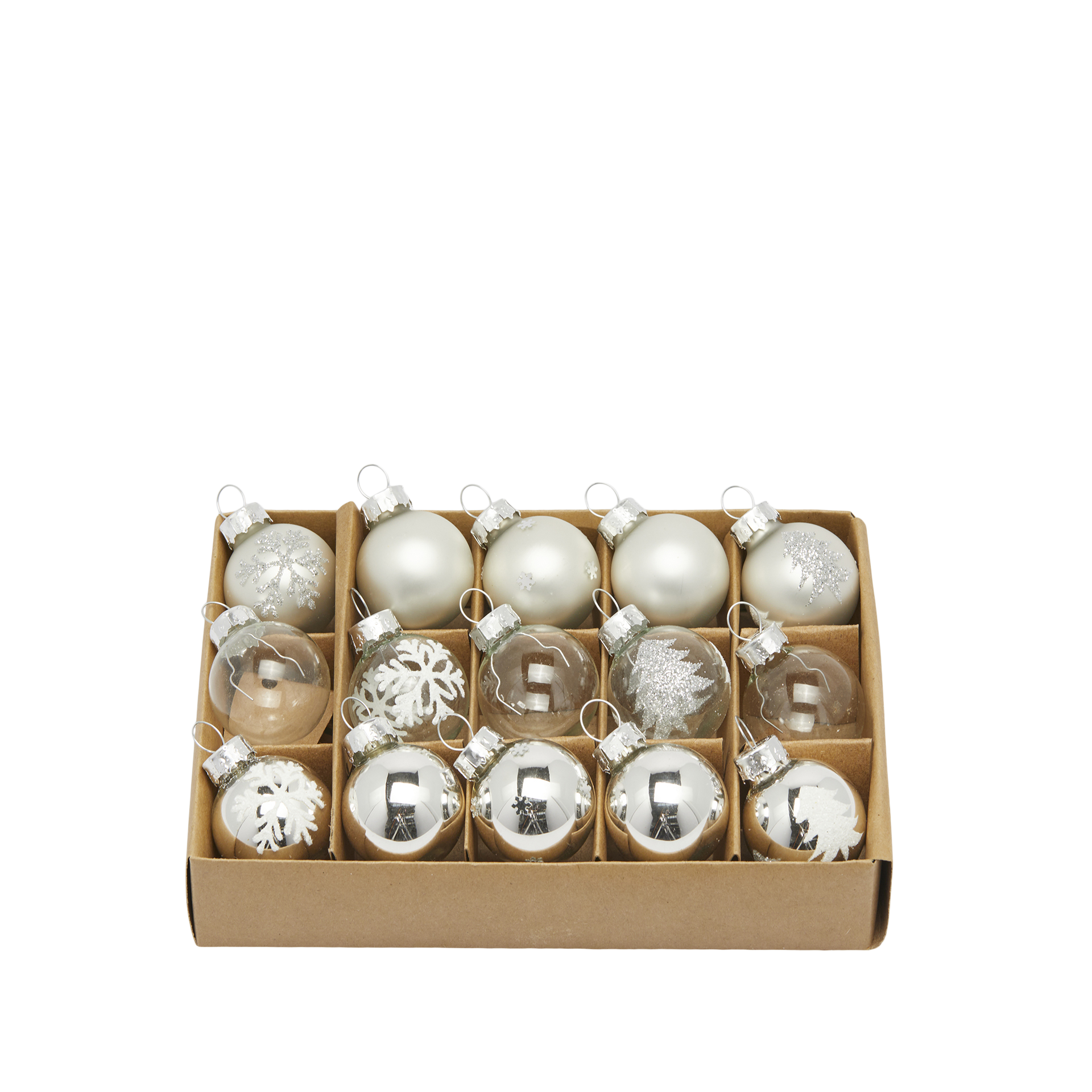 Weihnachtsschmuck 15 Mini Kugeln D: 3 cm Edg / Farbe: Weiss