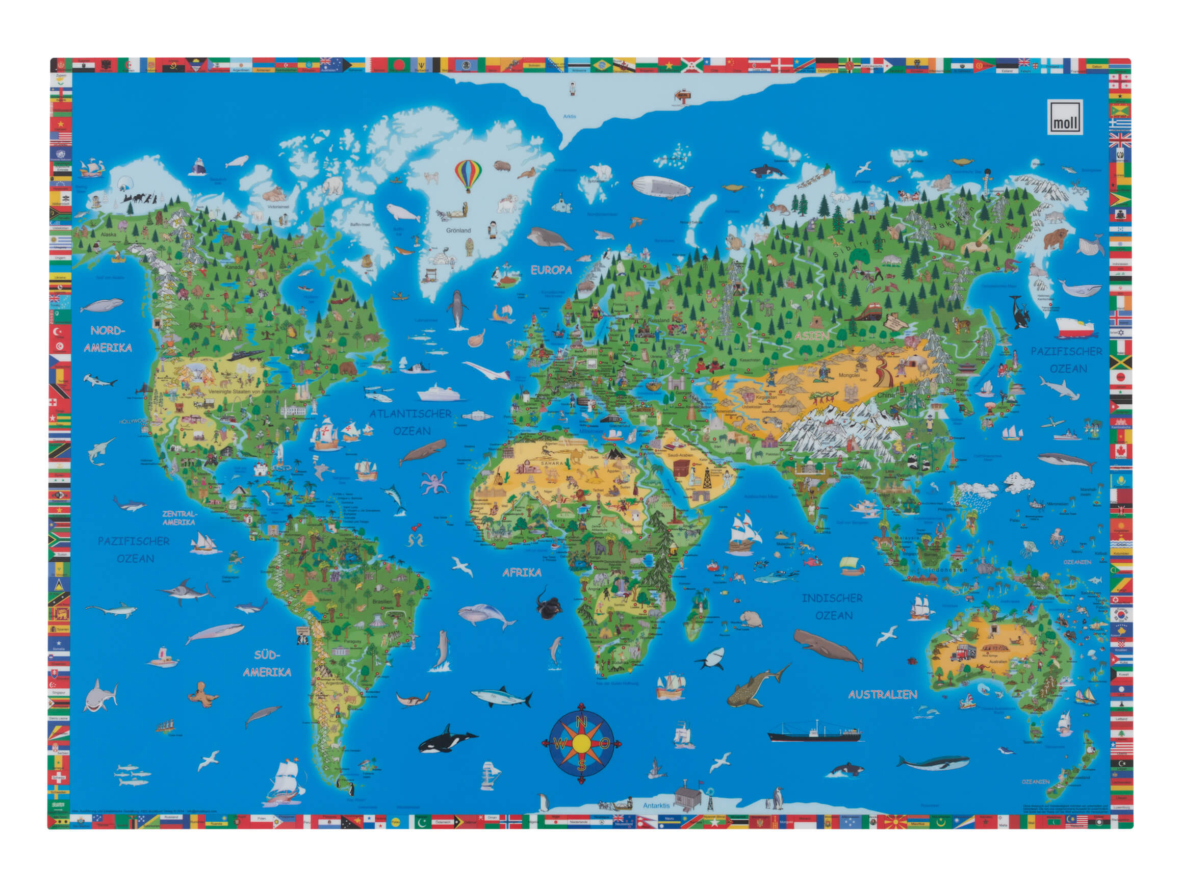 Schreibunterlage Weltkarte, Schutz. b 60 cm t 42 cm