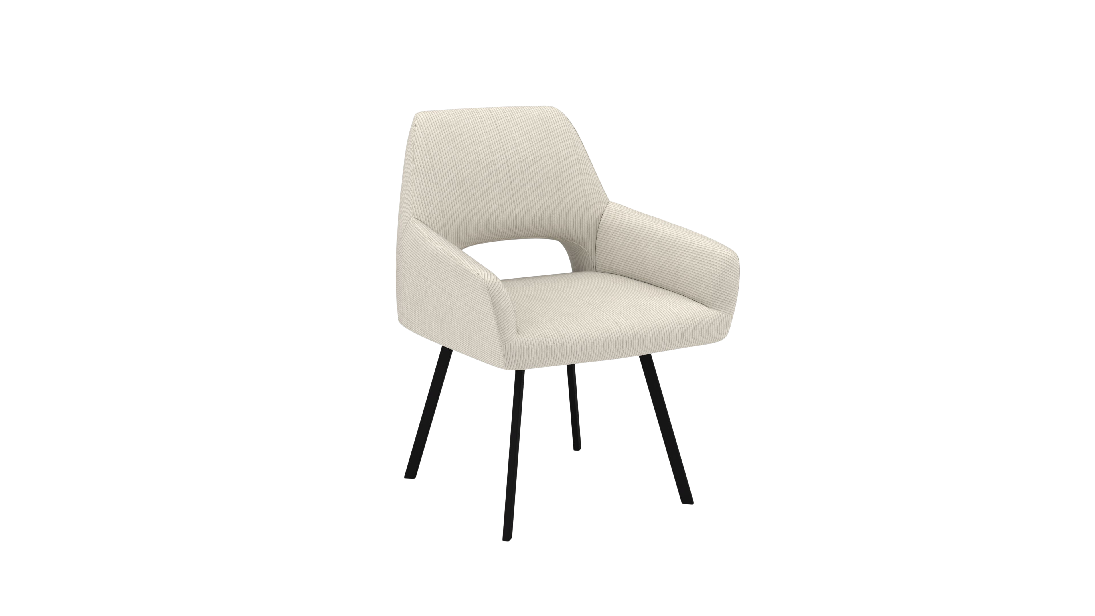 Chair Vega - by UrbanDesign | Swivel Function, Matte Black Base, Cream Fabric