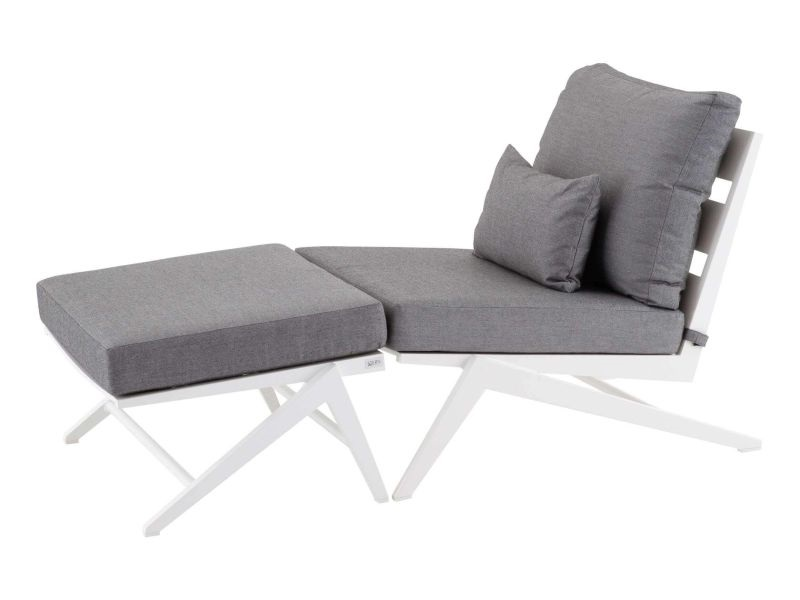 Garden armchair & Jackie stool, seat height: 42 cm, seat depth: 55 cm,
