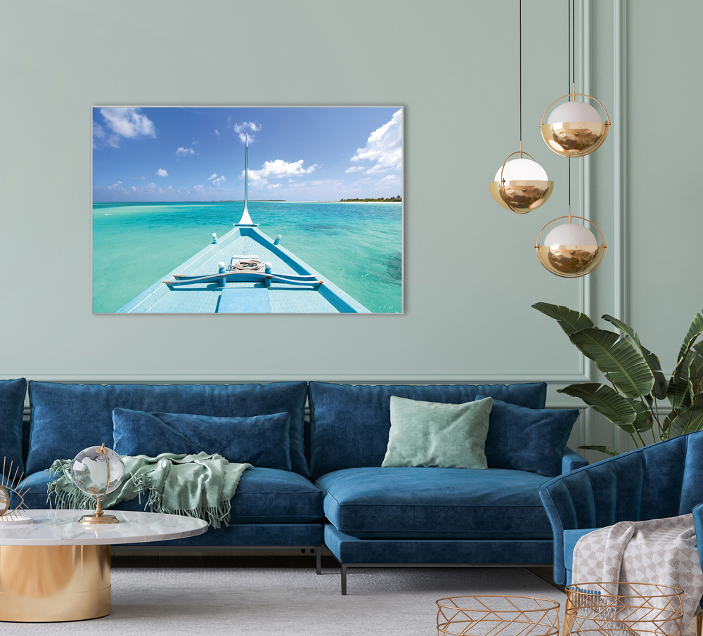Bild mit Rahmen-Boot in Der Karibik-image LAND