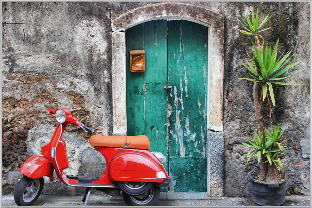 image LAND Bild mit Rahmen Rotes Moped  | Schubiger Möbel