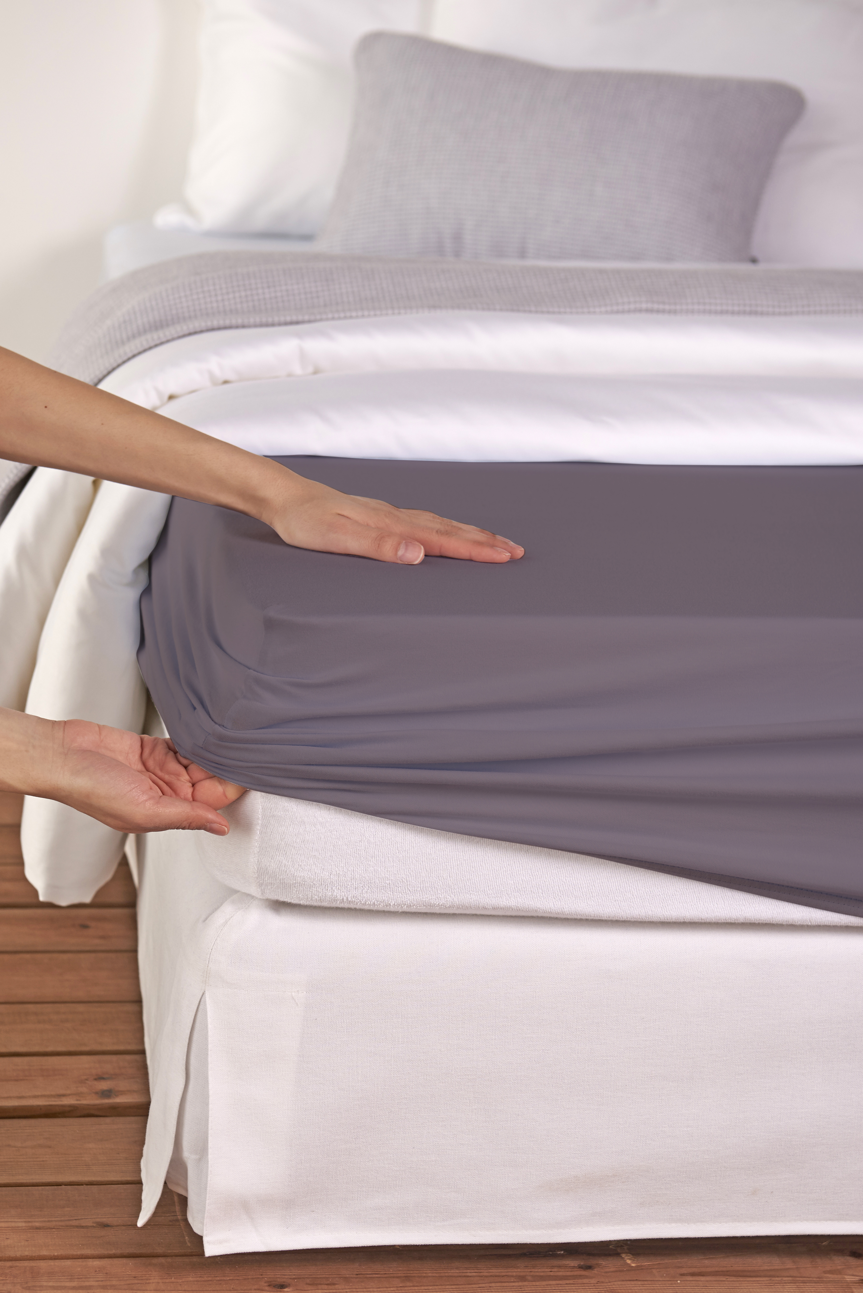 Fitted sheet for topper jersey graphite Kremer Leon AG / Size: 90 x cm