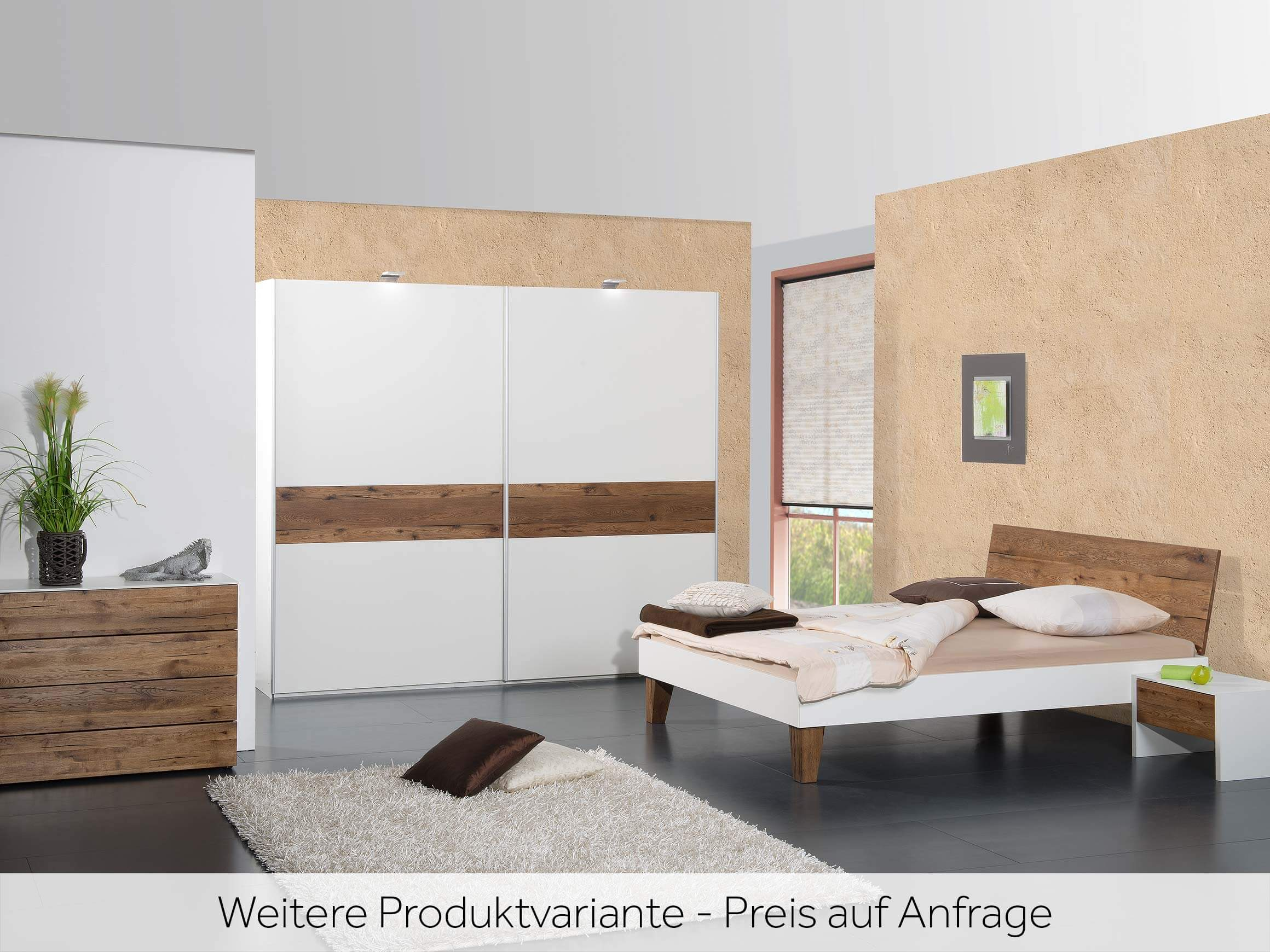 Bett Balboa, Sumpfeiche, Weiss Lackiert, Liegefläche 180 x 200 cm