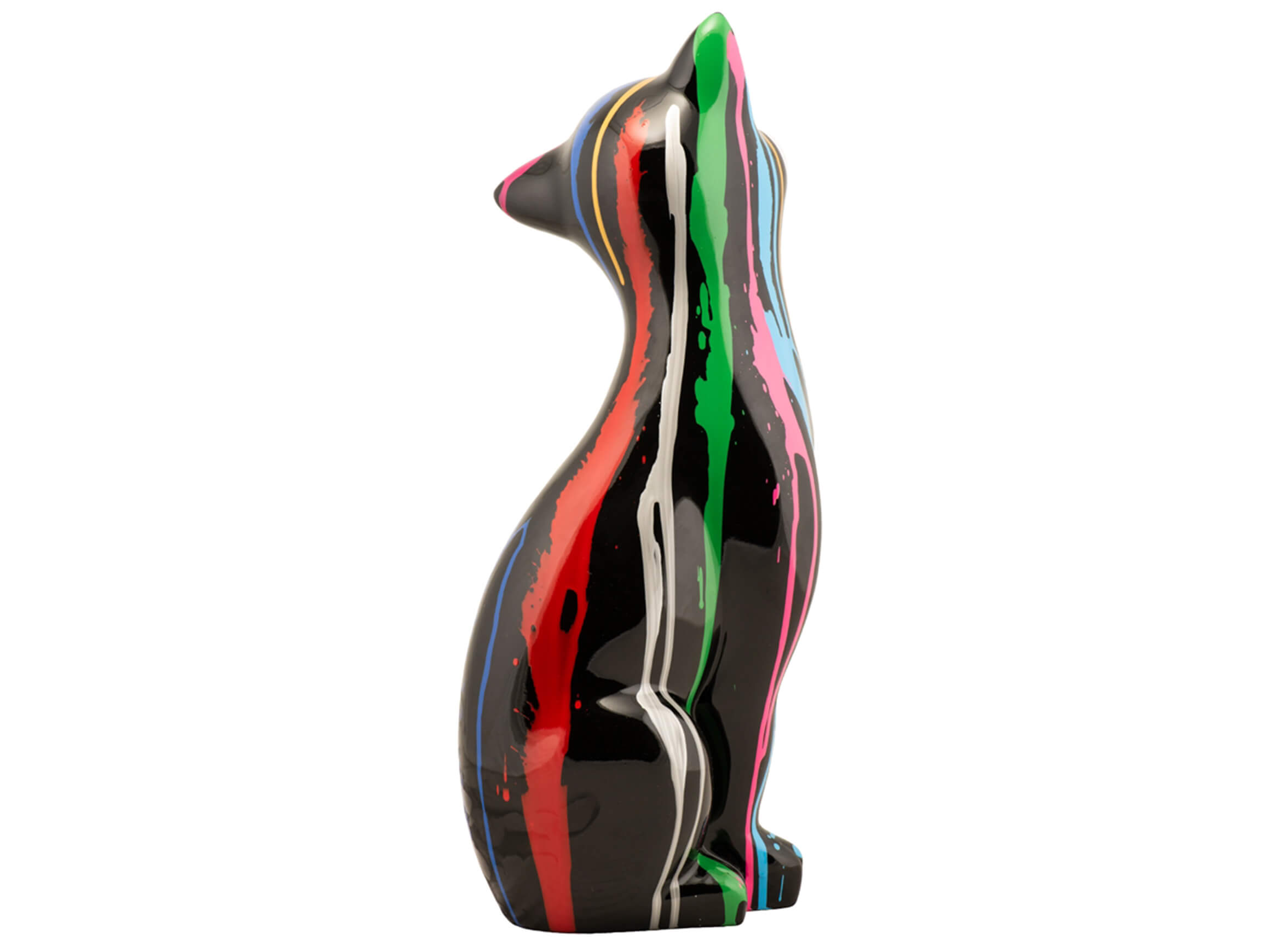 Skulptur Sitzende Bunte Katze 1 image LAND