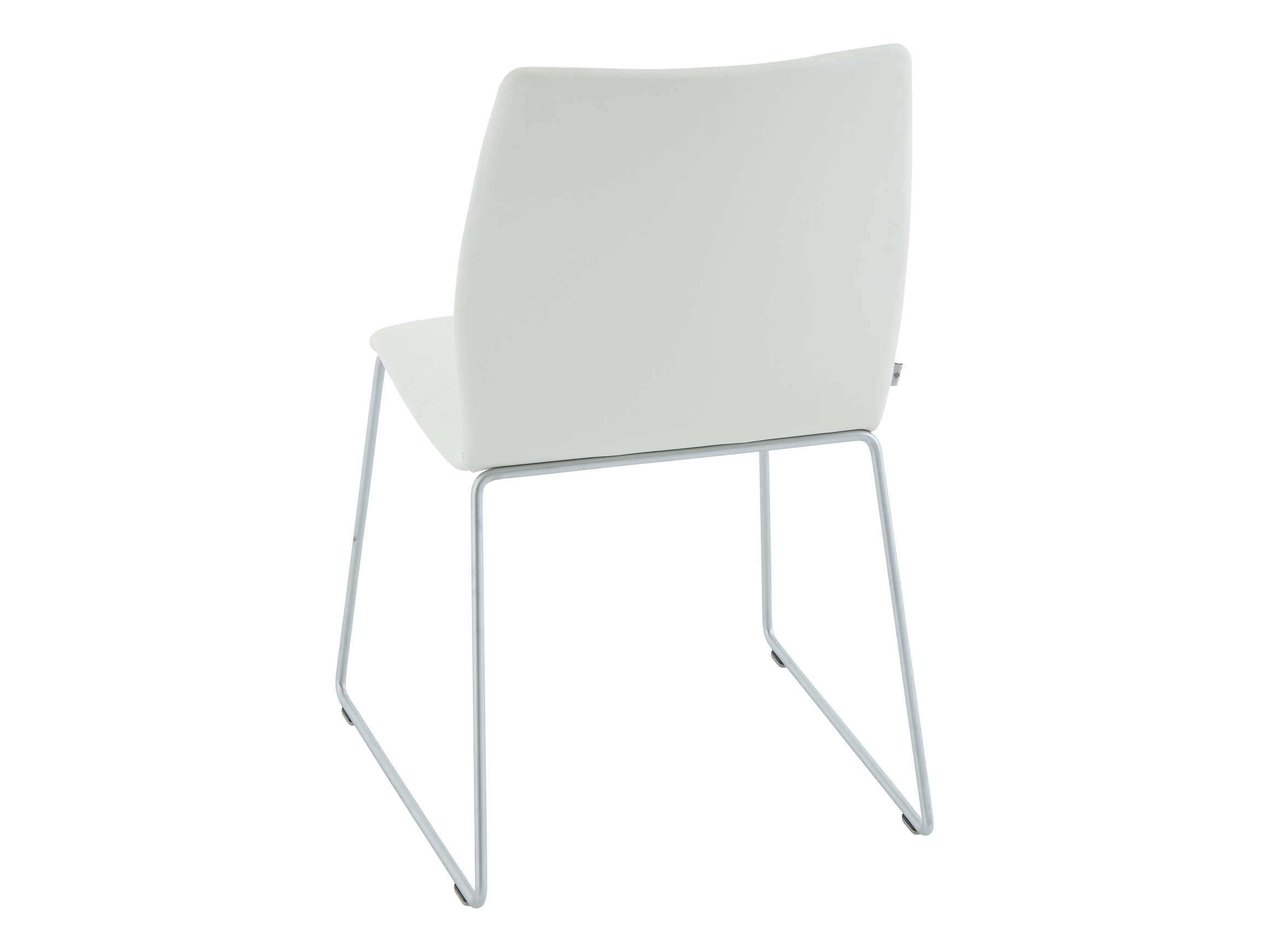 Chaise Sora, cuir Prestige blanc, pied traîneau, l 53 cm p 52 cm h 83 cm