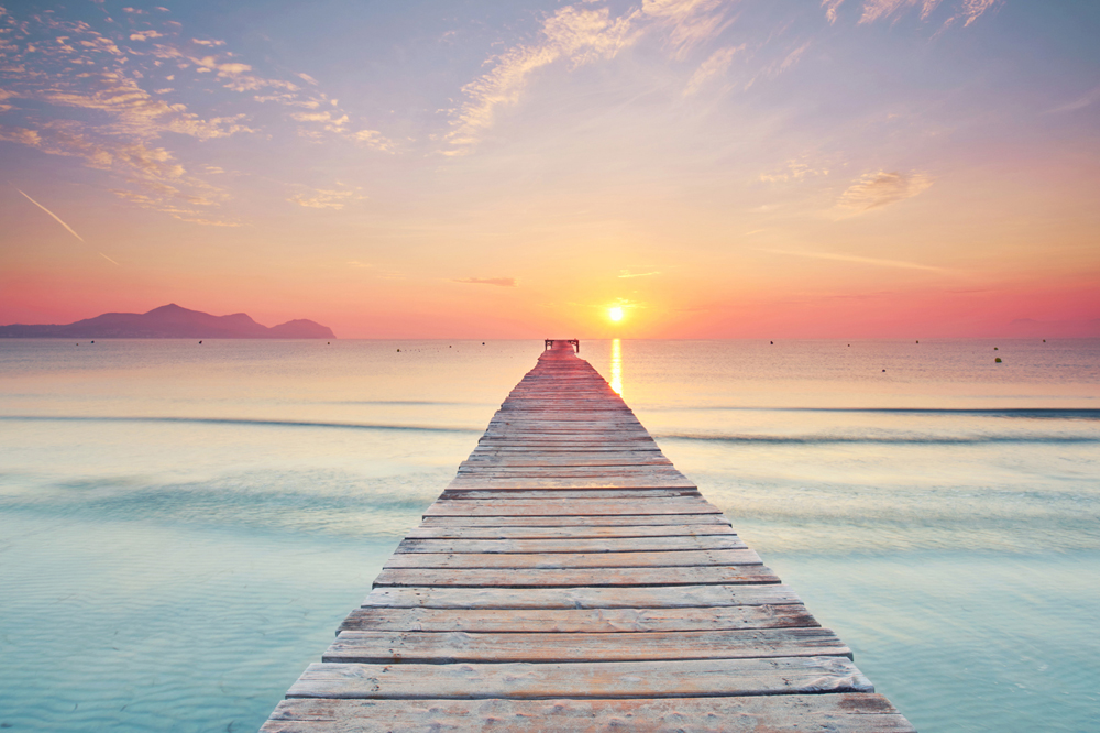 Alubild-Steg Bei Sonnenuntergang-image LAND