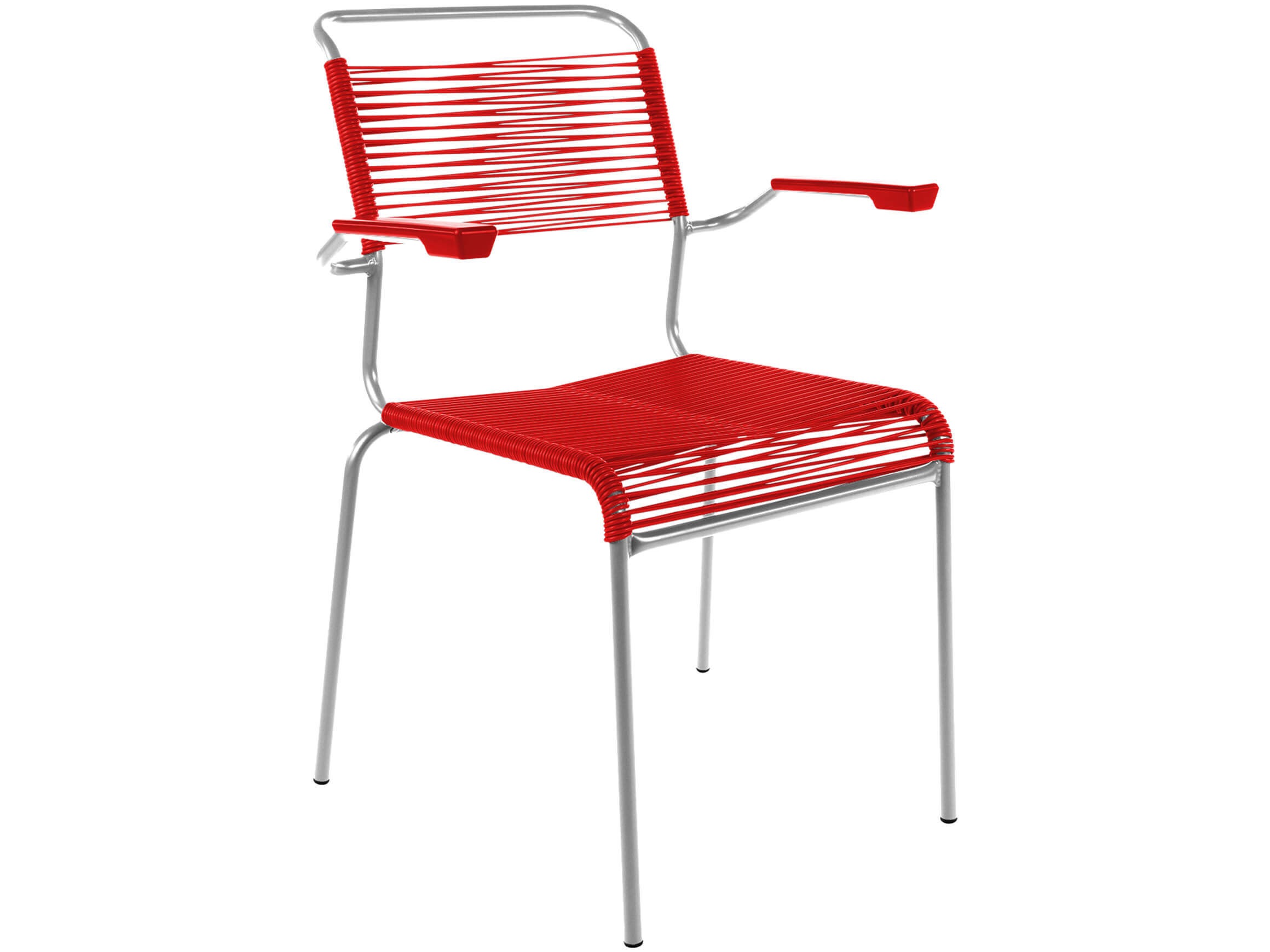 Spaghetti-Stuhl Säntis mit Armlehne Schaffner / Farbe: Rot