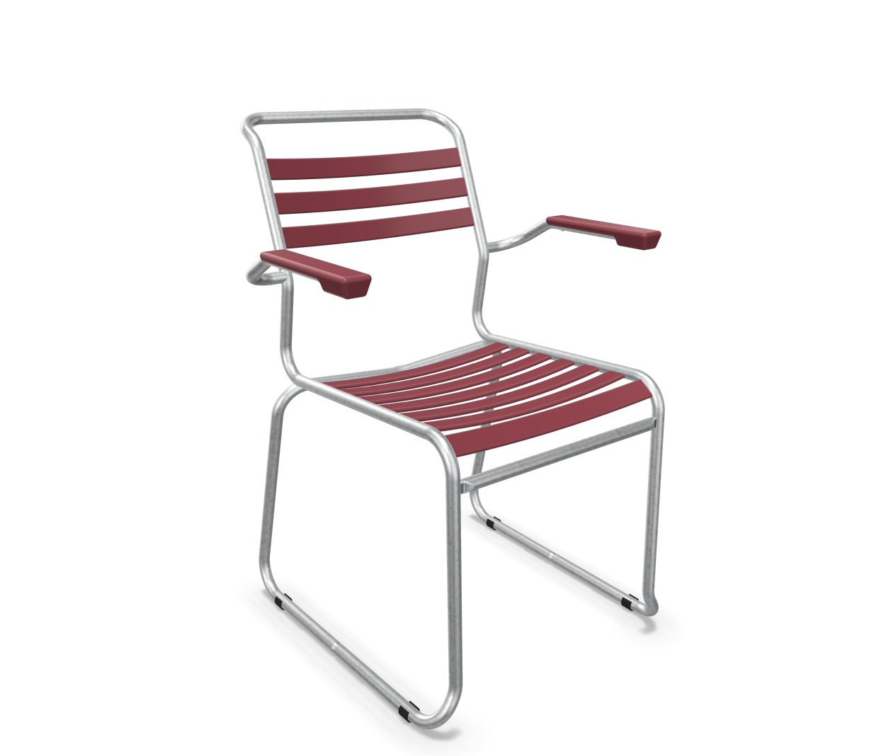 Schaffner Kufen-Lättli-Stuhl Säntis mit Lehne Feuerverzinkt Rot | Schubiger Möbel