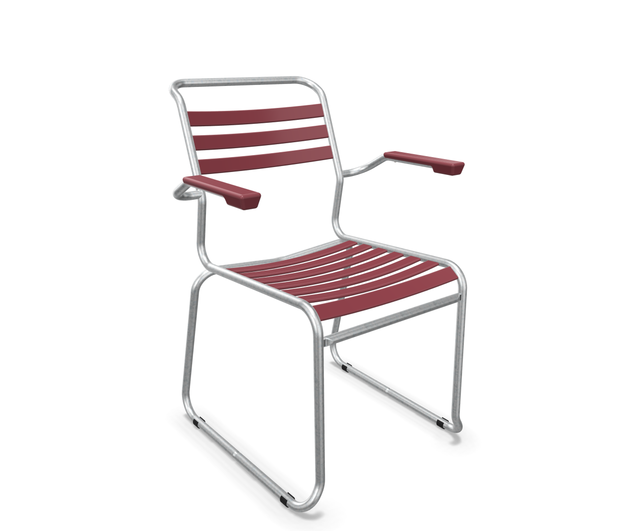 Kufen-Lättli-Stuhl Säntis mit Lehne Feuerverzinkt von Schaffner / Farbe: Bordeaux / Grösse: 61 x 61 cm