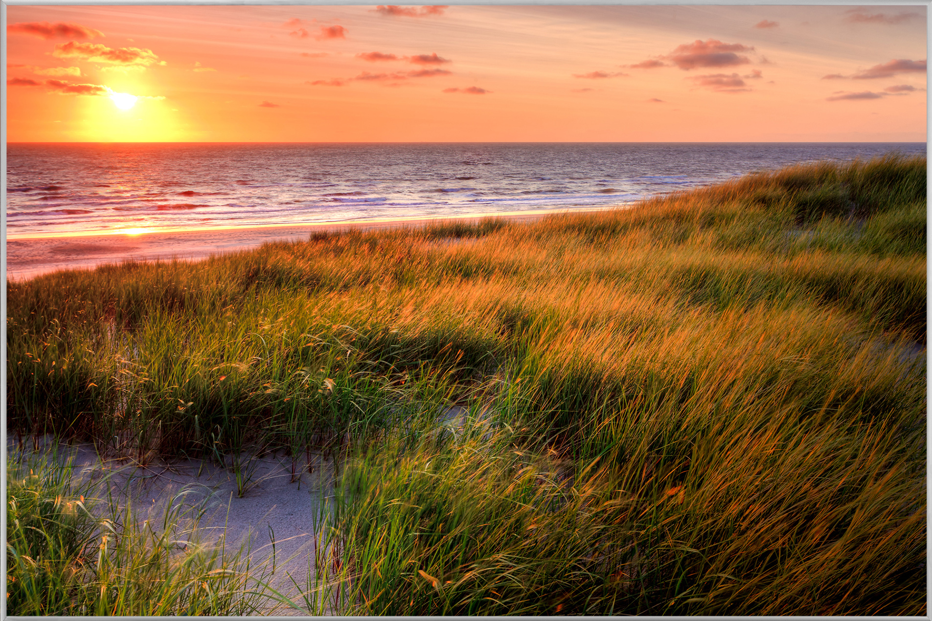 Bild mit Rahmen-Sonnenuntergang am Meer 2-image LAND