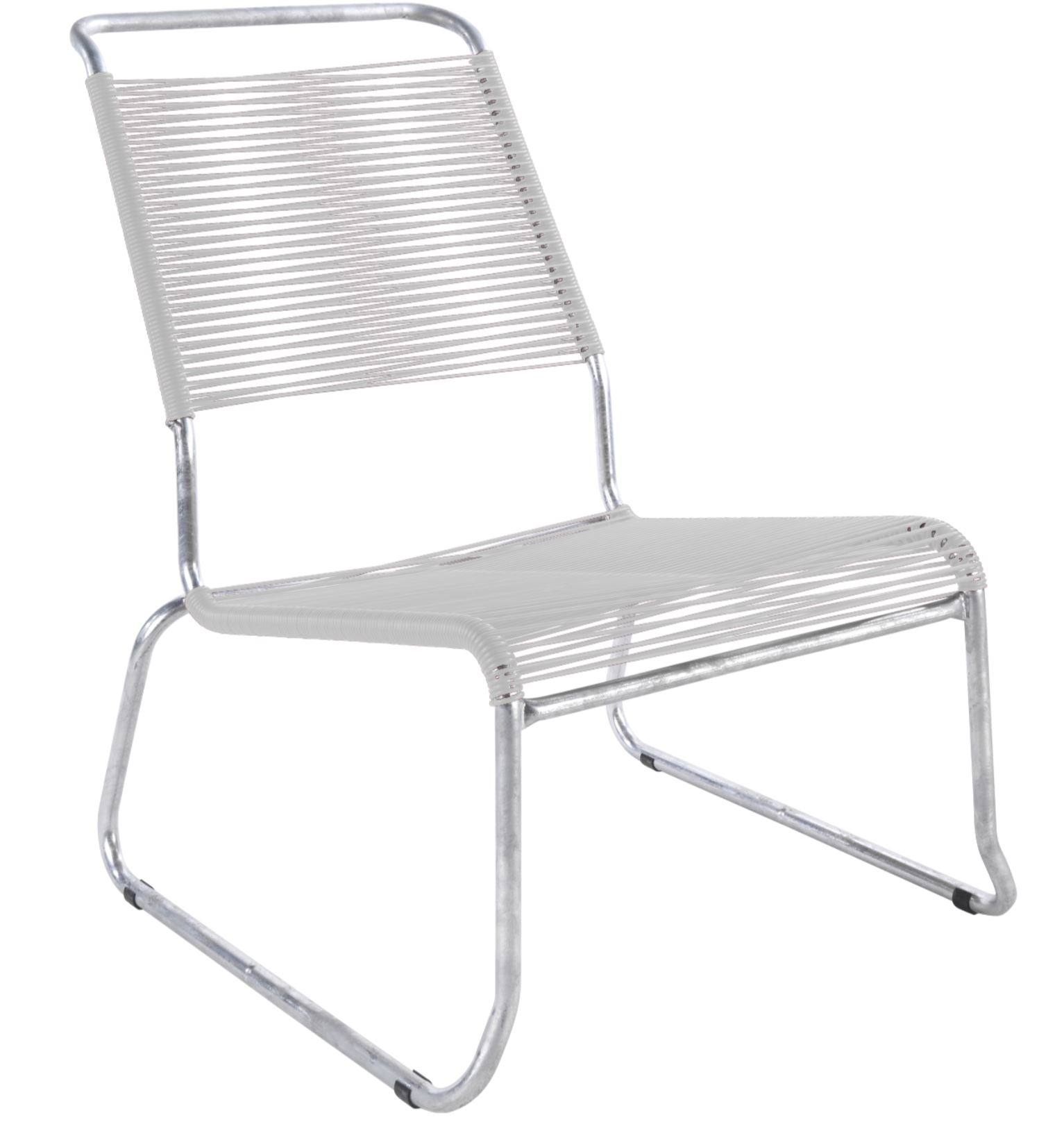 Spaghetti-Kufen-Lounger-Hochlehner Säntis Feuerverzinkt von Schaffner / Farbe: Weiss / Grösse: 54 x 84 cm