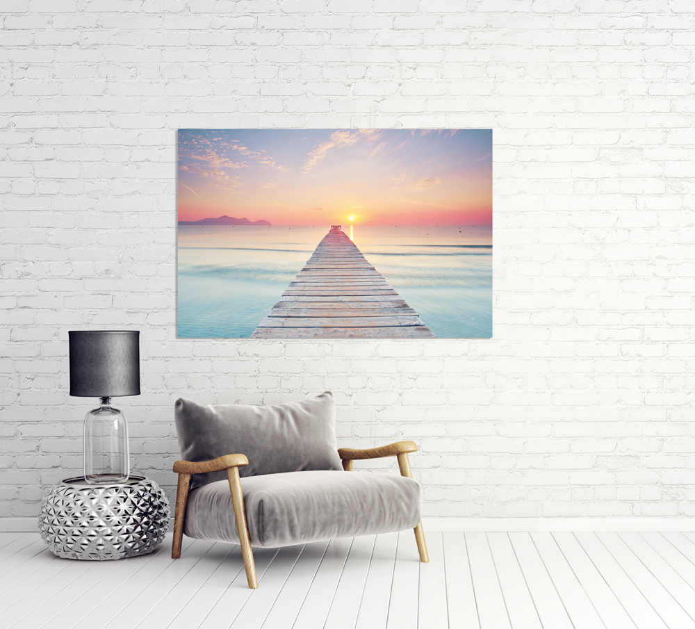 Alubild-Steg Bei Sonnenuntergang-image LAND