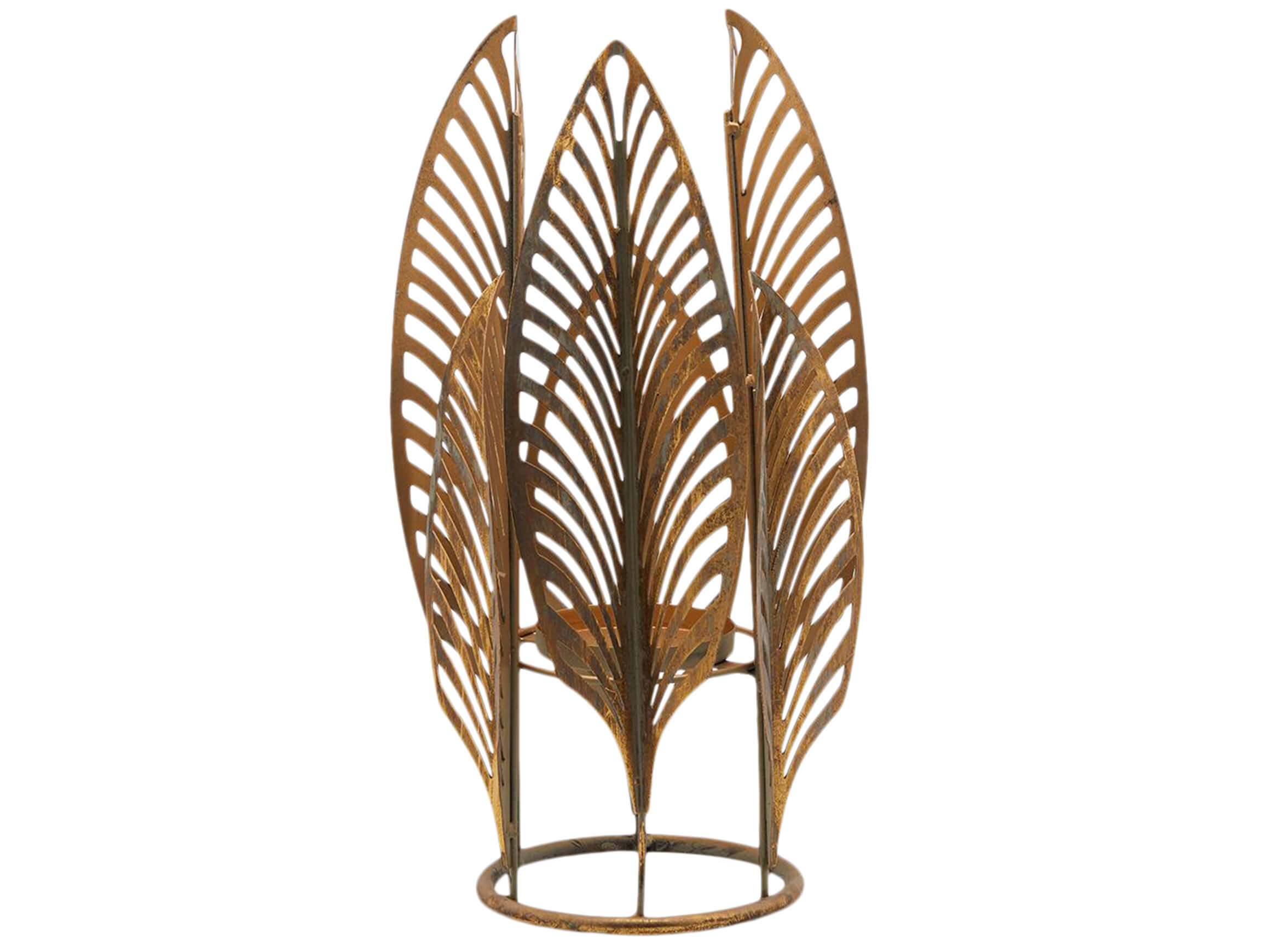 Kerzenständer Metallblätter Gold H: 38 cm Edg