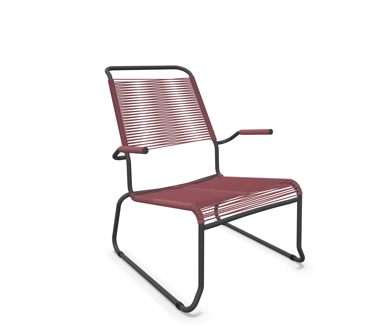 Schaffner Kufen-Spaghetti-Lounger Säntis mit Lehne / Hochlehner Rot | Schubiger Möbel