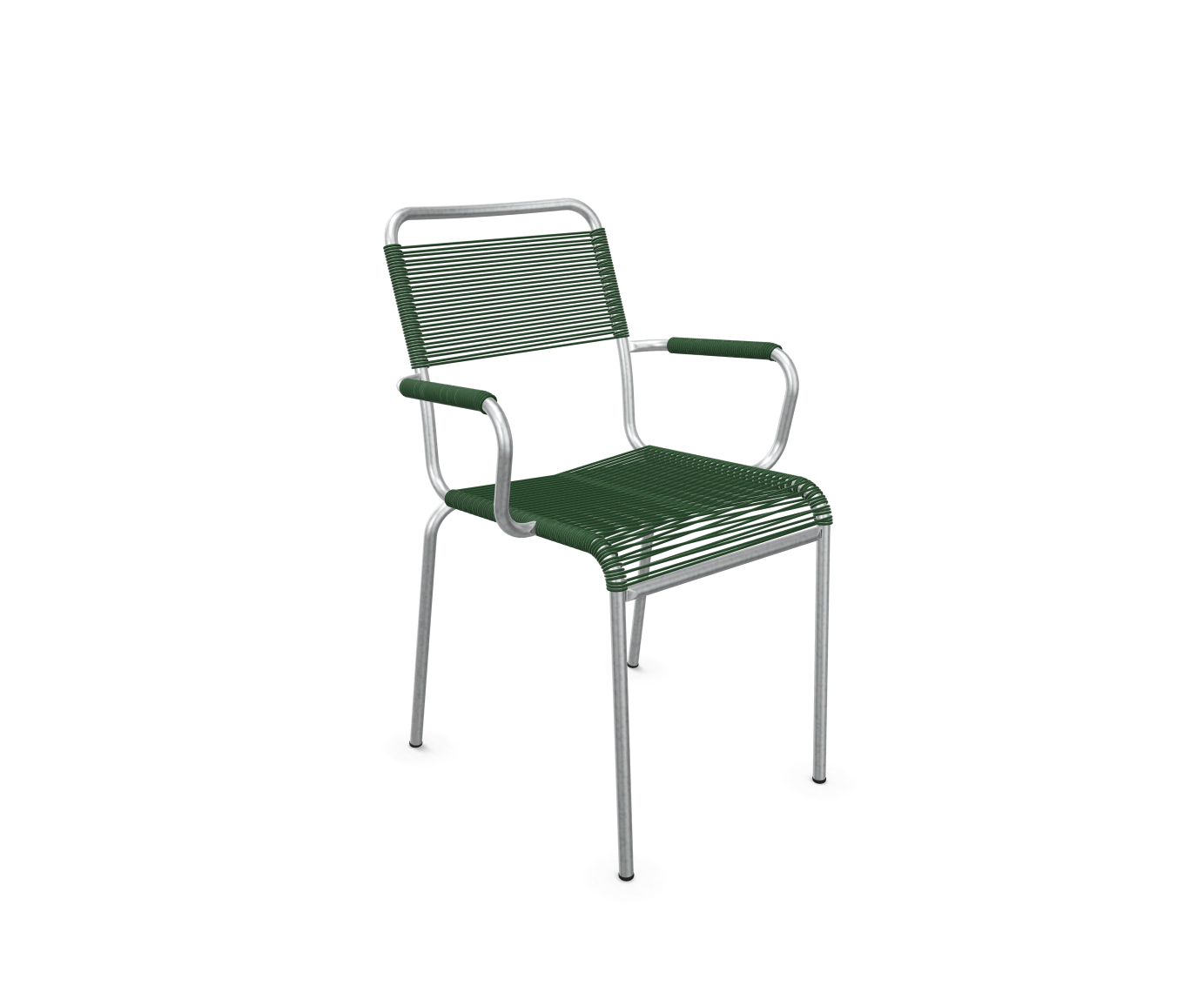 Rigi spaghetti chair with hot-dip galvanised armrests from Schaffner / Colour: Fir green / Size: 57 x 61 cm